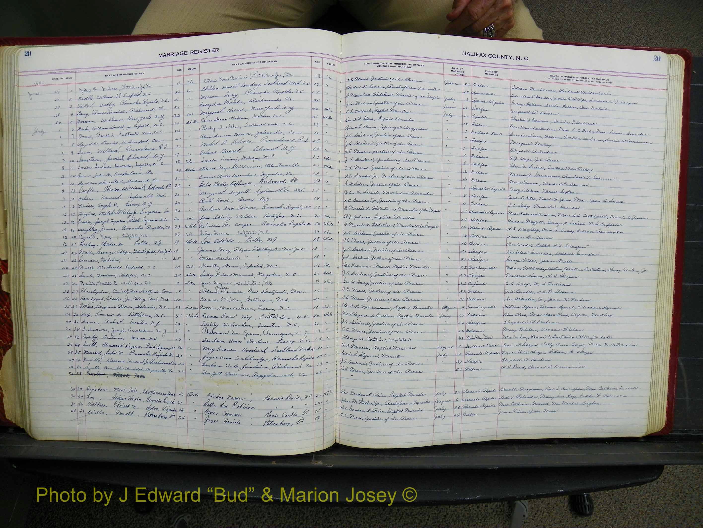 Halifax Marriage Book 14, 1954-1960  P 020.JPG