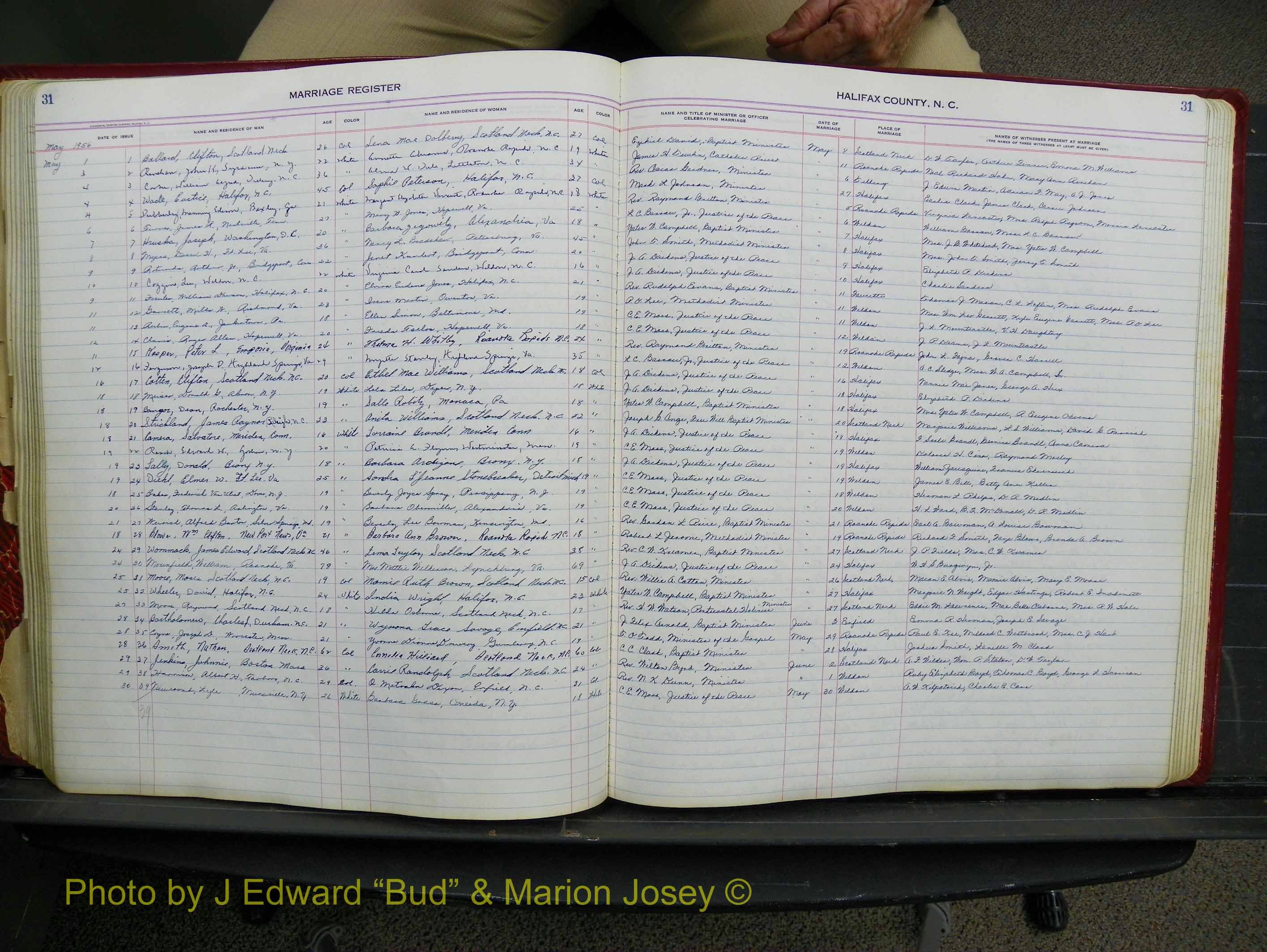 Halifax Marriage Book 14, 1954-1960  P 031.JPG