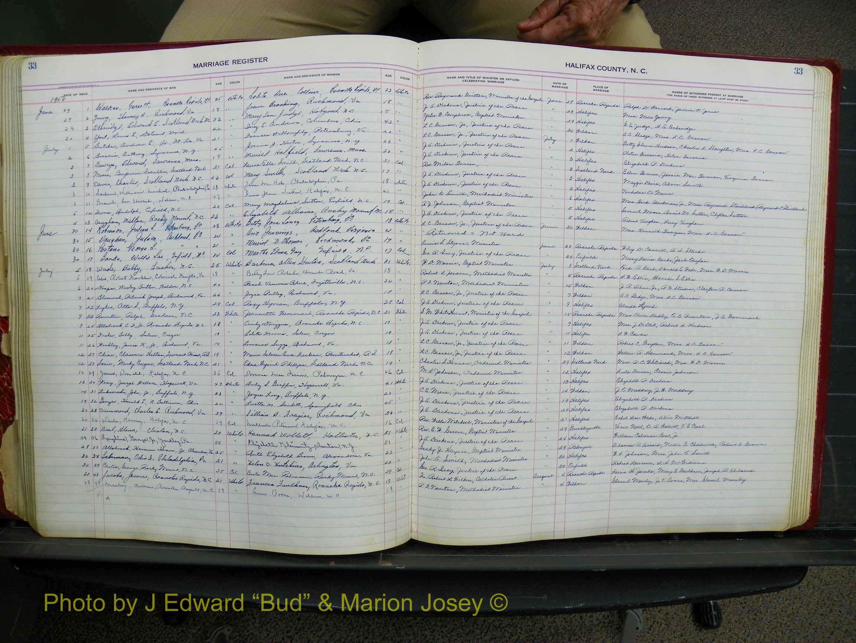 Halifax Marriage Book 14, 1954-1960  P 033.JPG