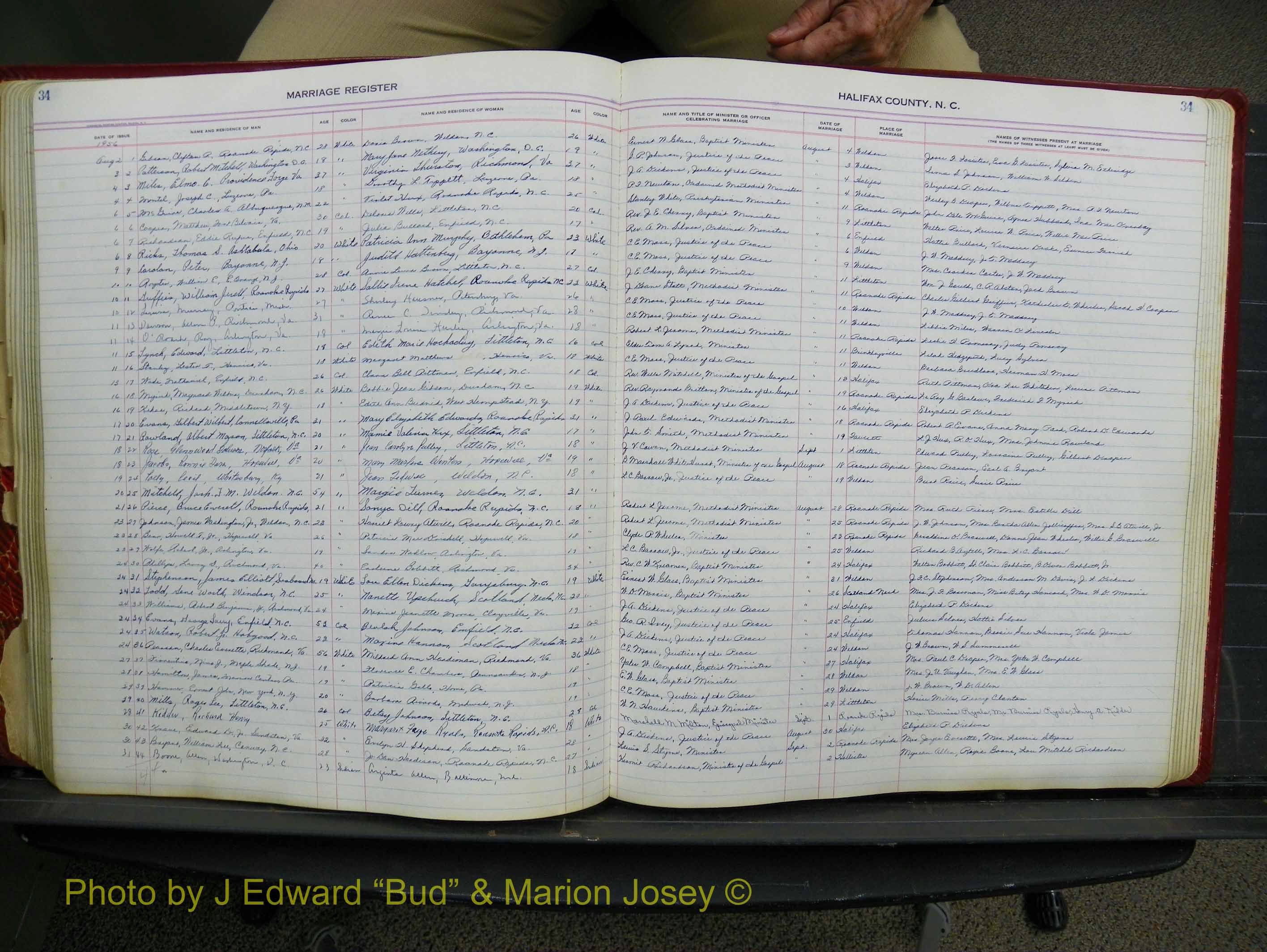 Halifax Marriage Book 14, 1954-1960  P 034.JPG