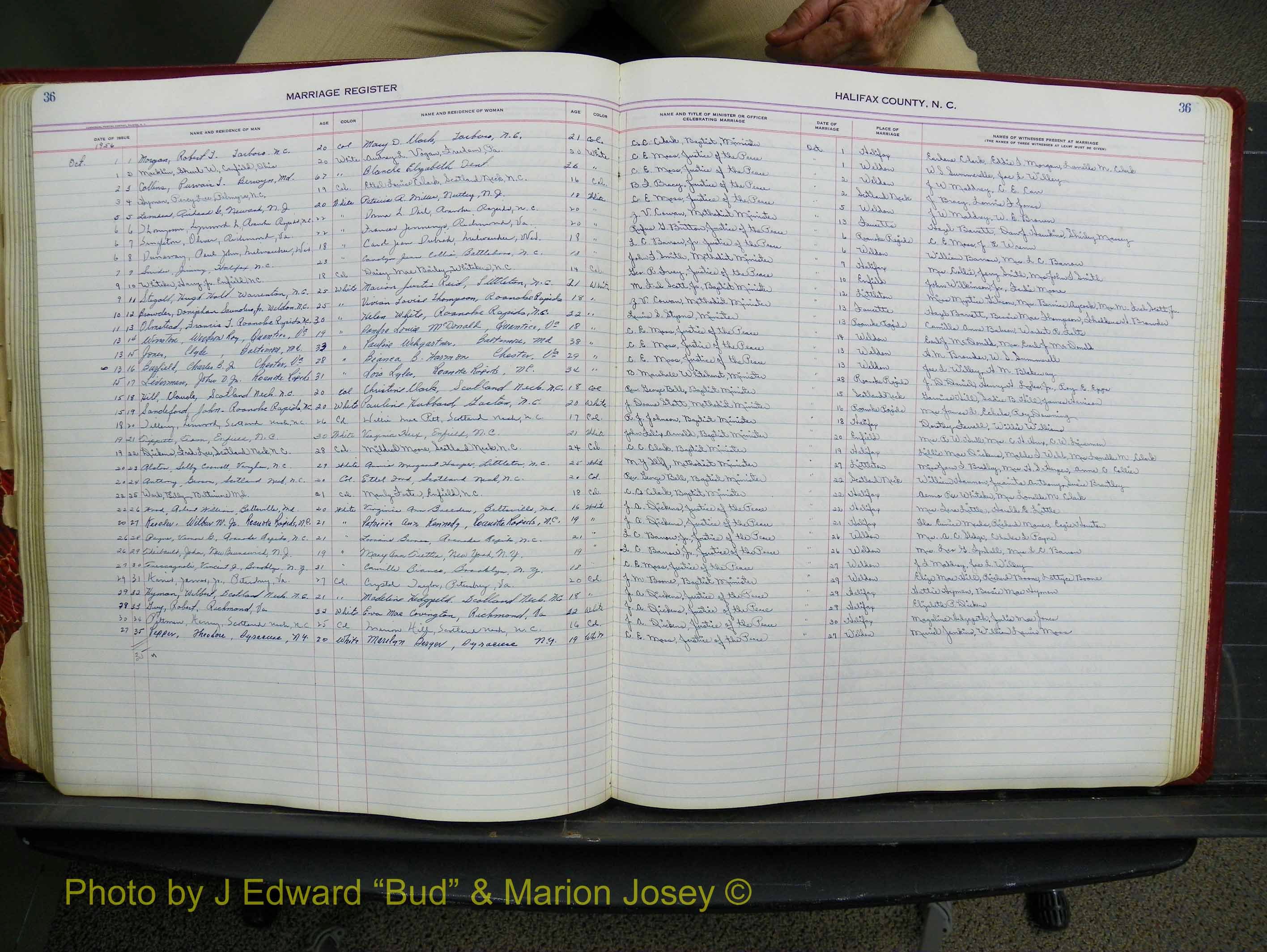 Halifax Marriage Book 14, 1954-1960  P 036.JPG