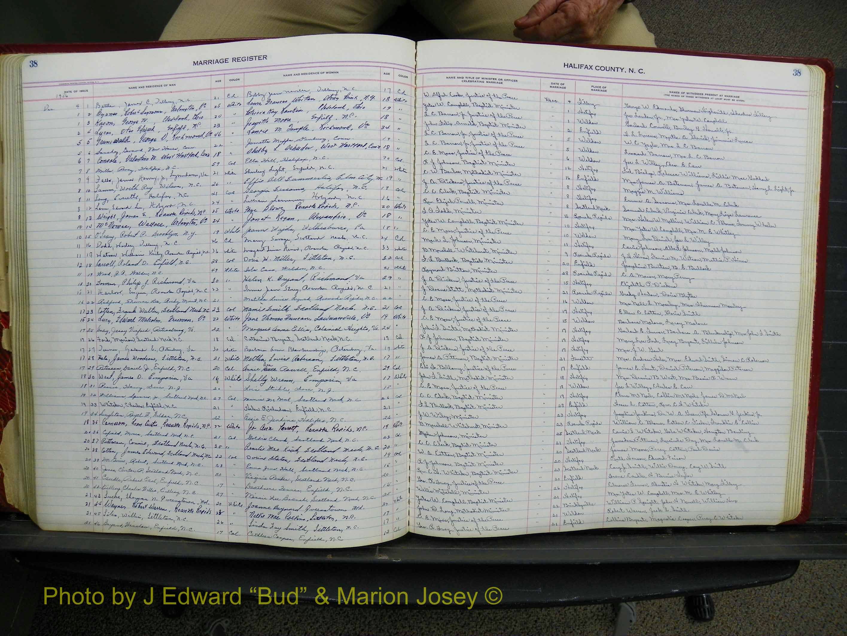 Halifax Marriage Book 14, 1954-1960  P 038.JPG