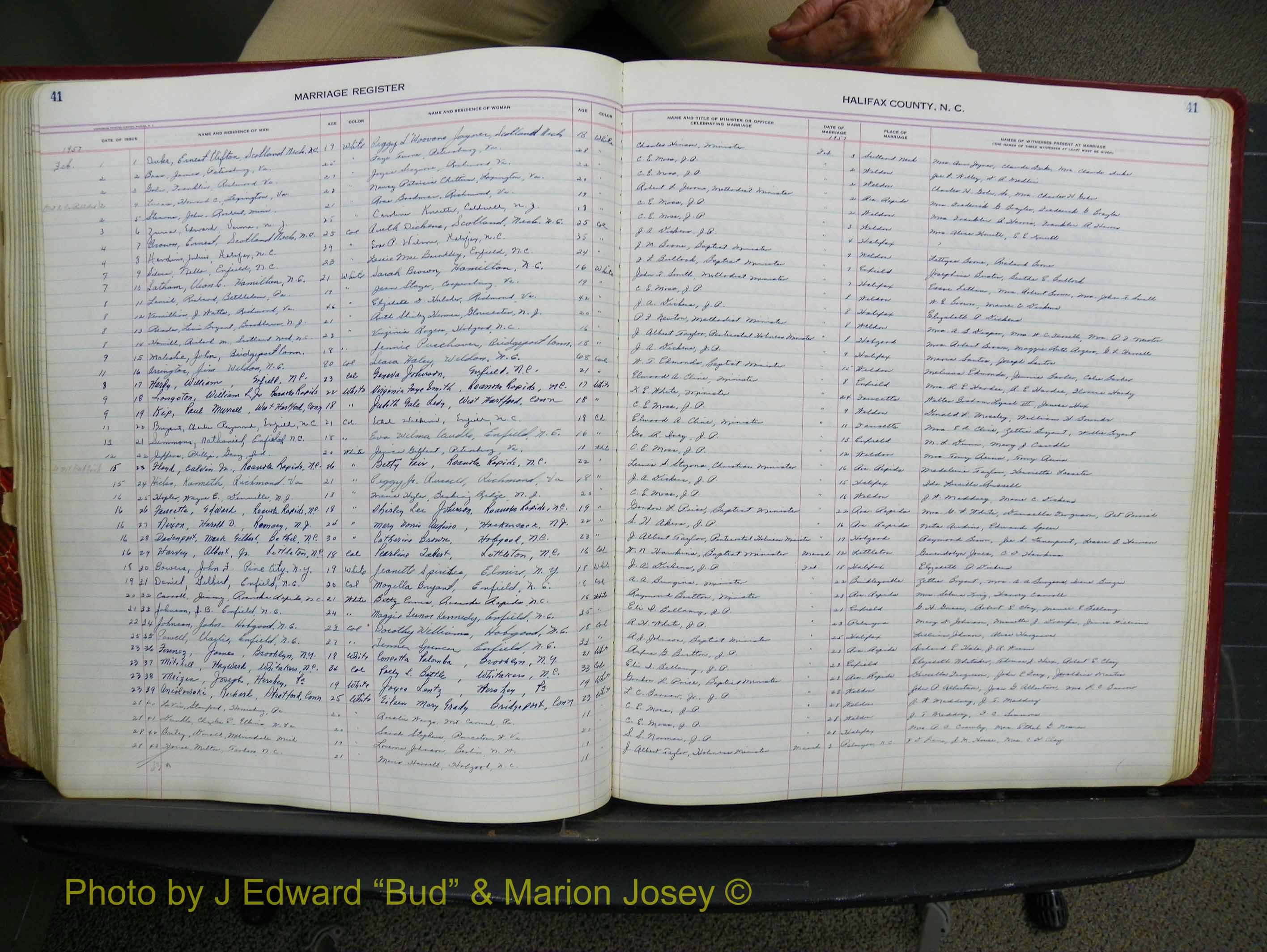Halifax Marriage Book 14, 1954-1960  P 041.JPG