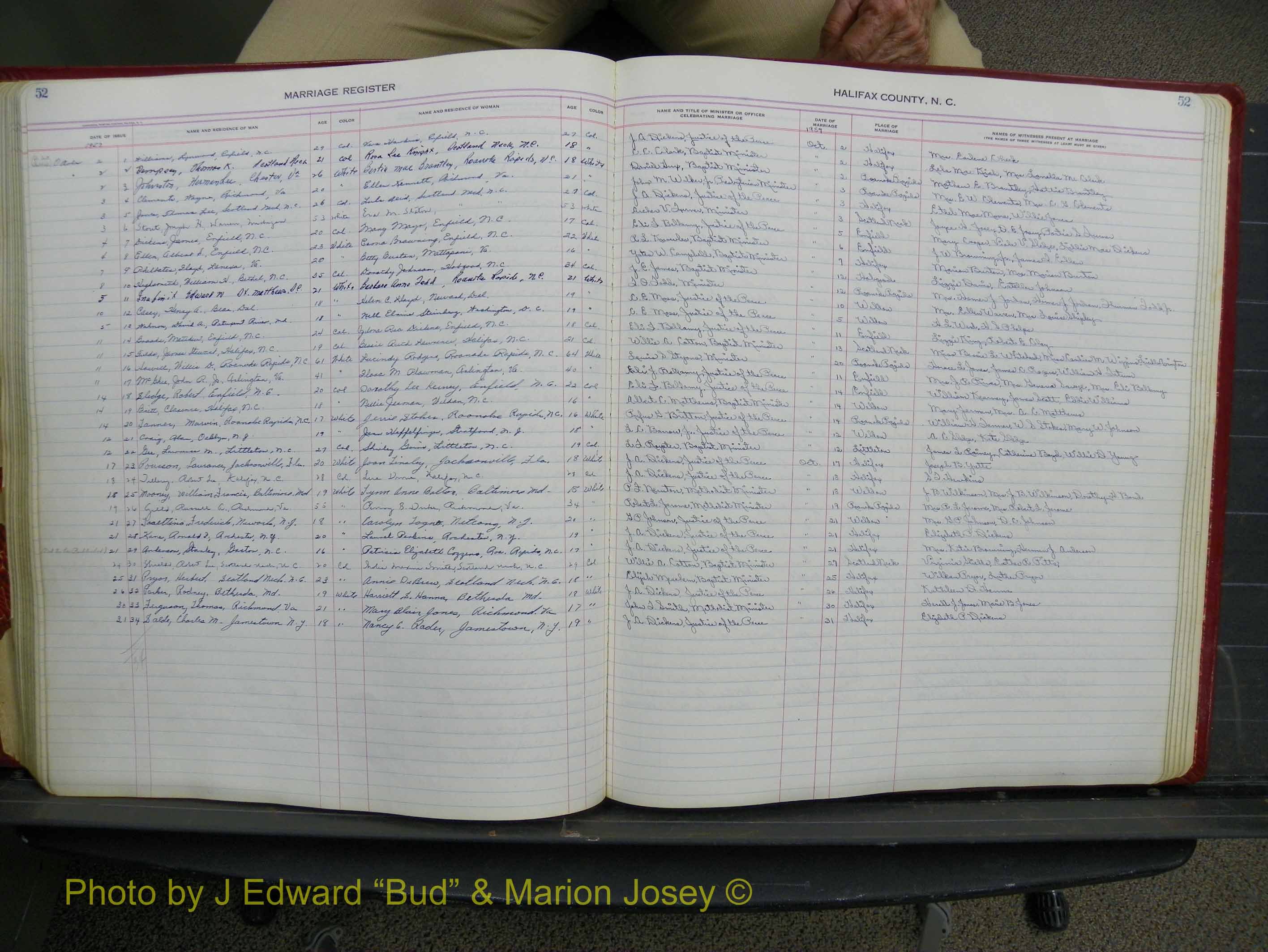 Halifax Marriage Book 14, 1954-1960  P 052.JPG