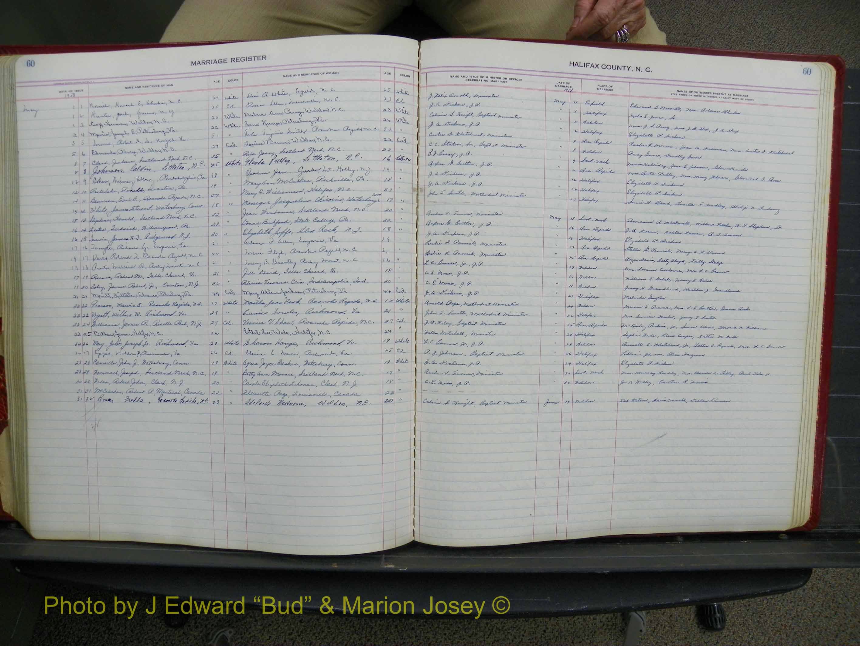 Halifax Marriage Book 14, 1954-1960  P 060.JPG
