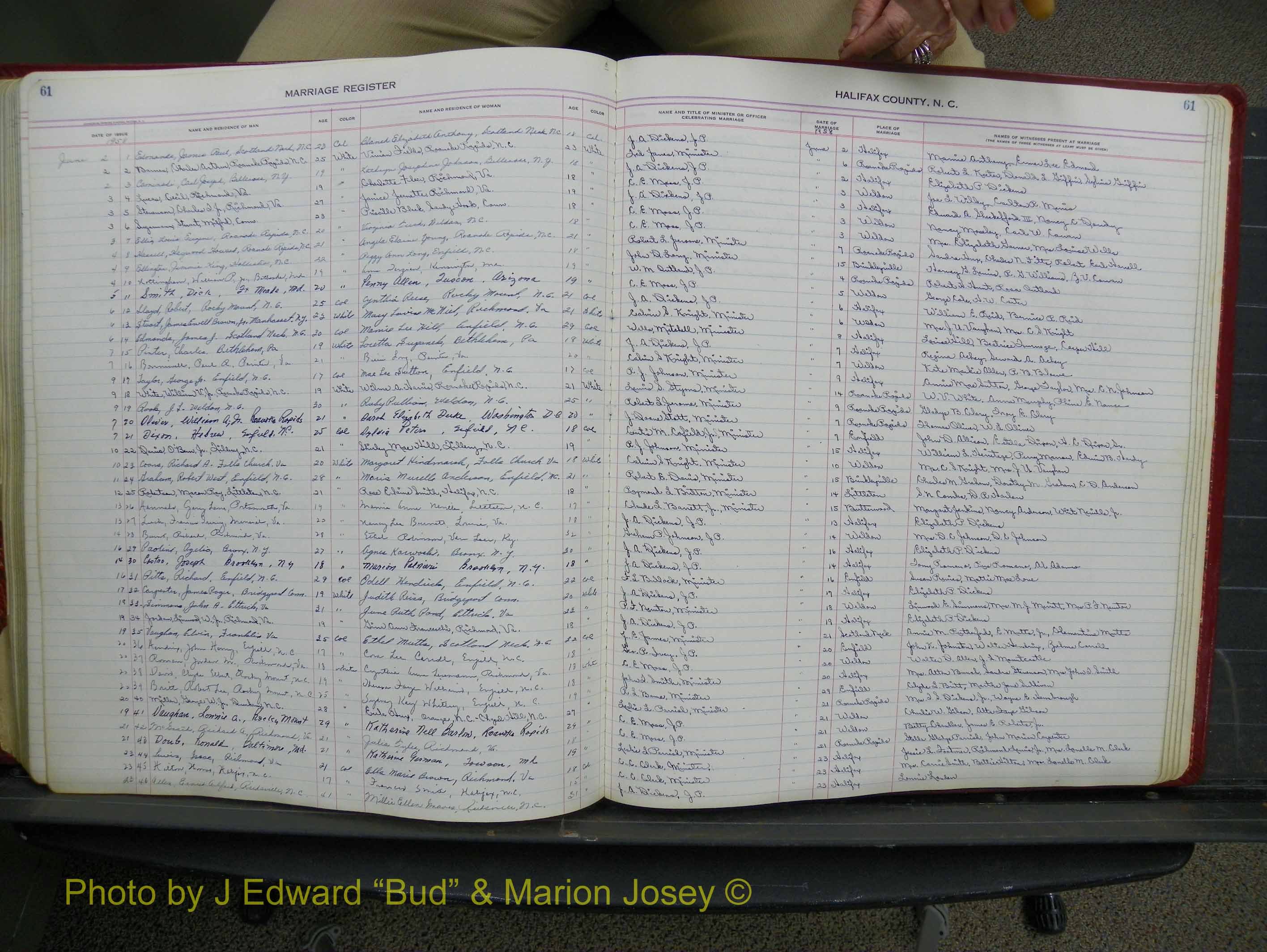 Halifax Marriage Book 14, 1954-1960  P 061.JPG