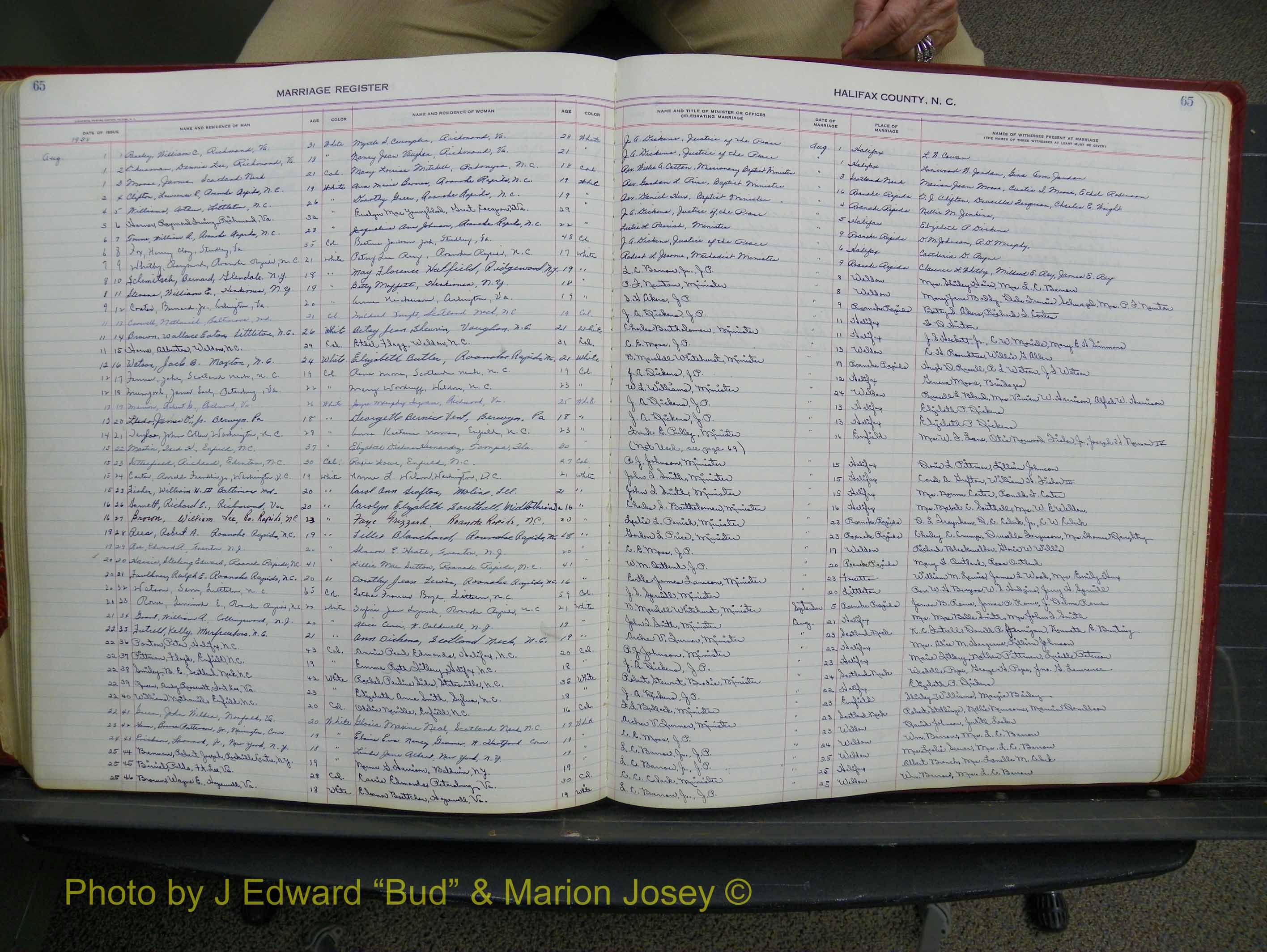 Halifax Marriage Book 14, 1954-1960  P 065.JPG