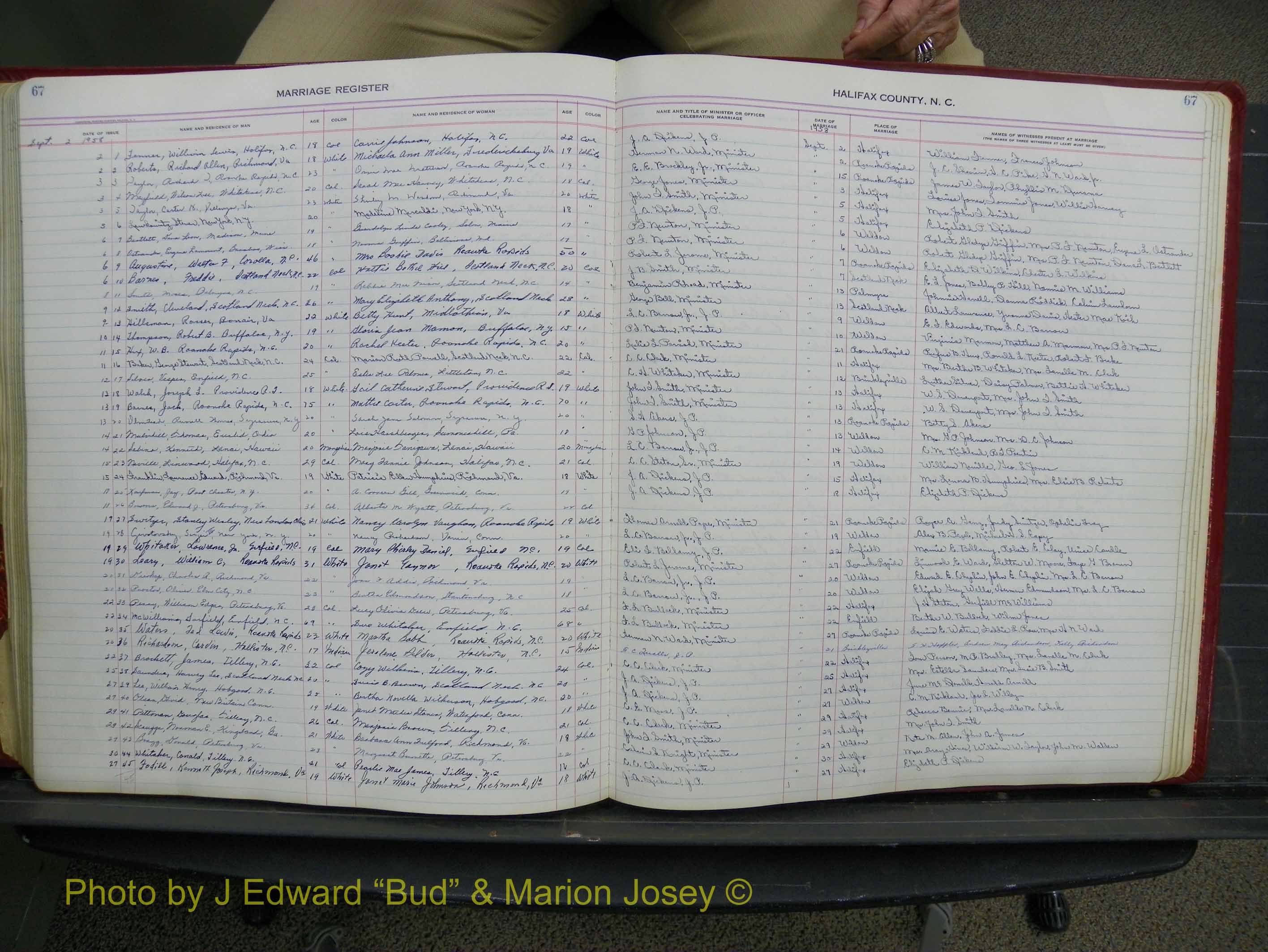 Halifax Marriage Book 14, 1954-1960  P 067.JPG