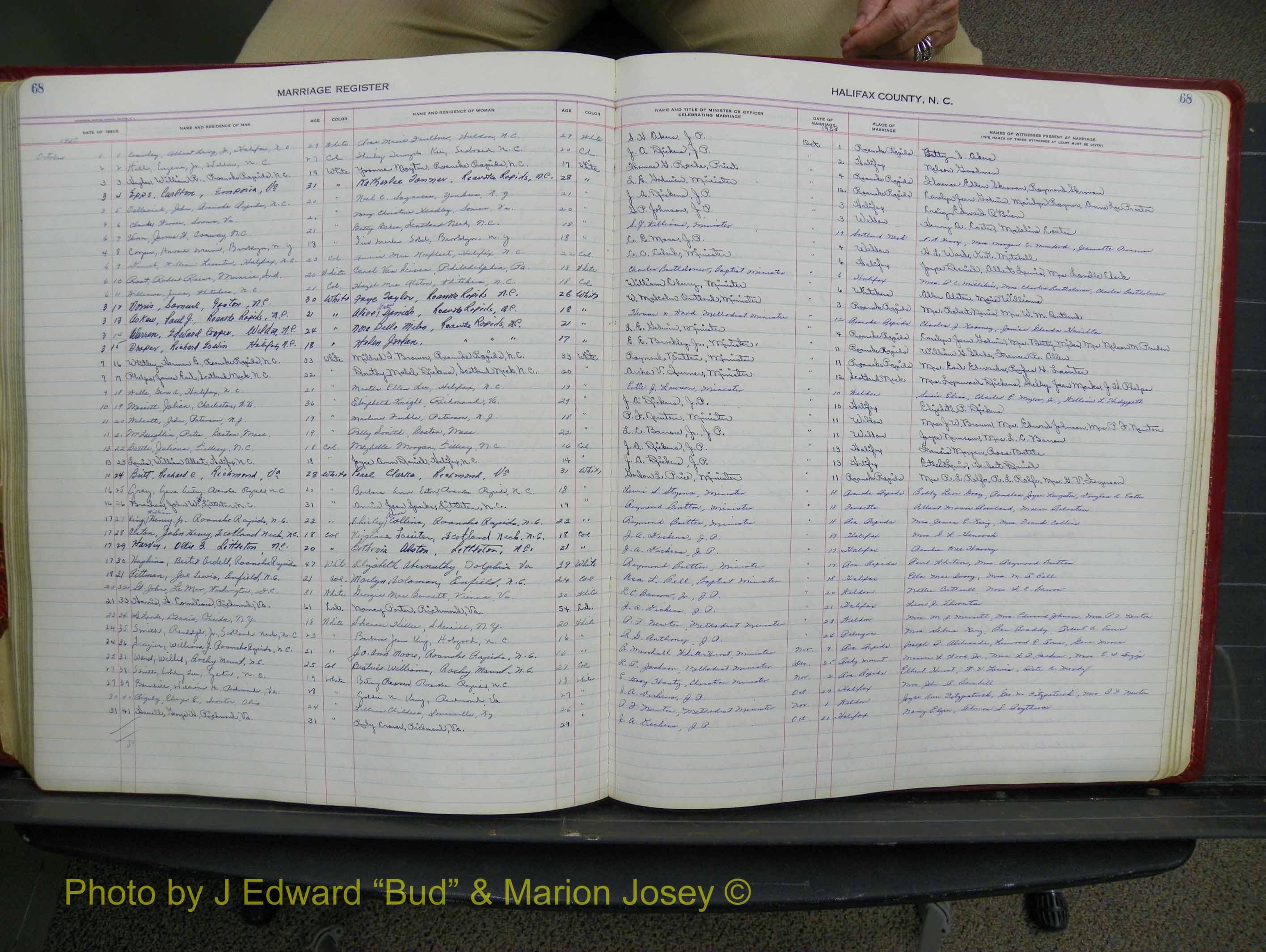 Halifax Marriage Book 14, 1954-1960  P 068.JPG