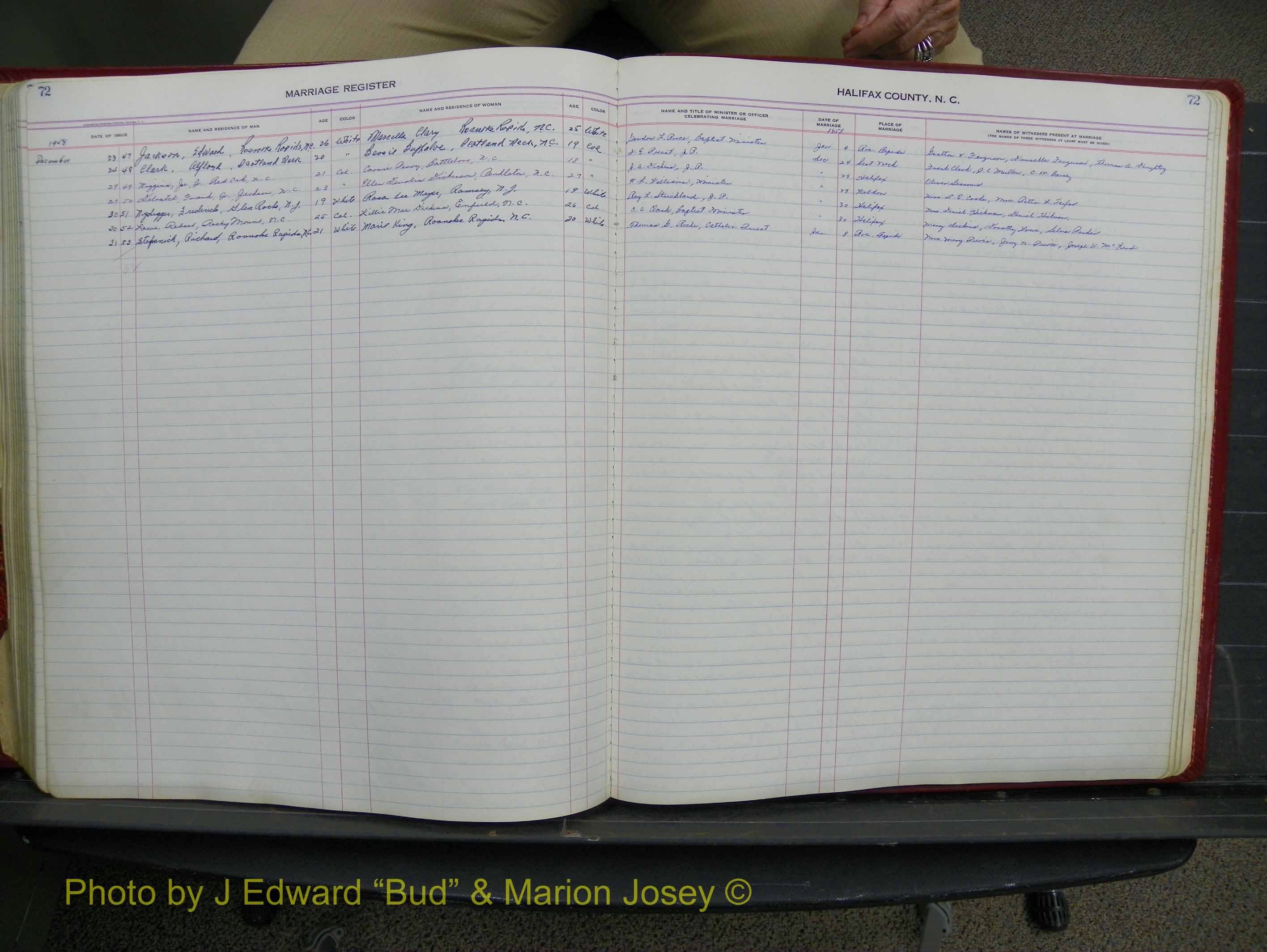 Halifax Marriage Book 14, 1954-1960  P 072.JPG