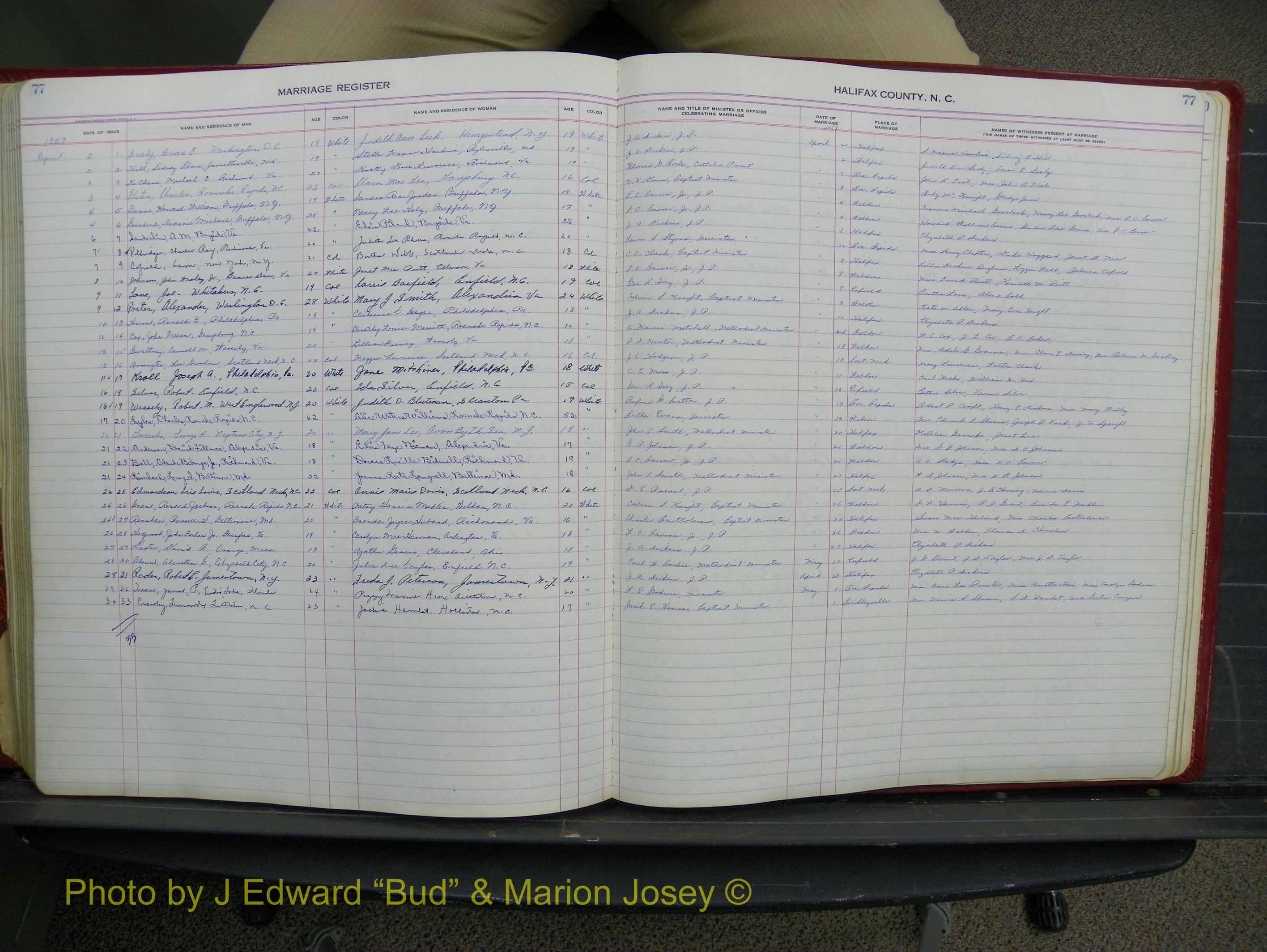 Halifax Marriage Book 14, 1954-1960  P 077.JPG
