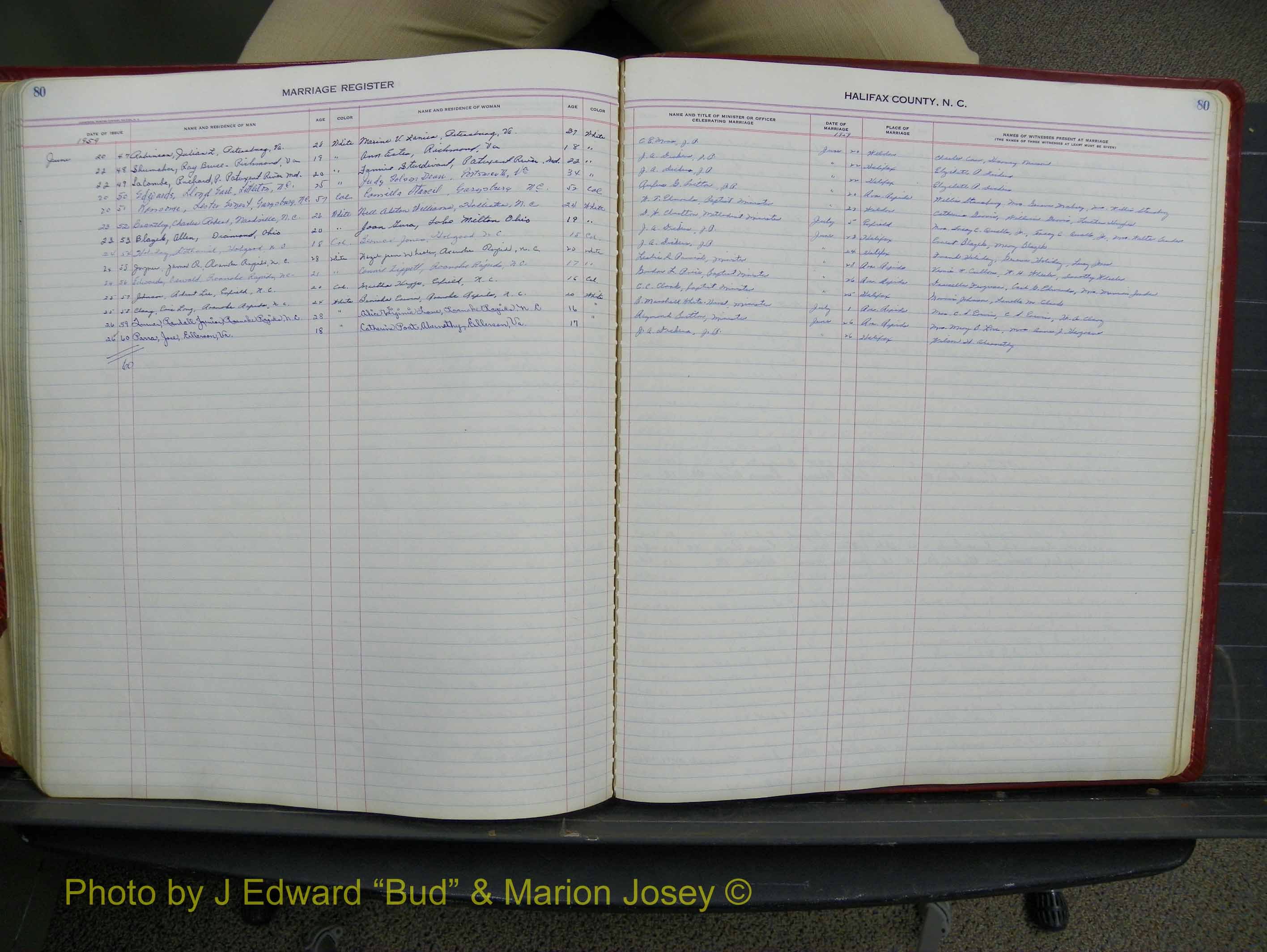 Halifax Marriage Book 14, 1954-1960  P 080.JPG