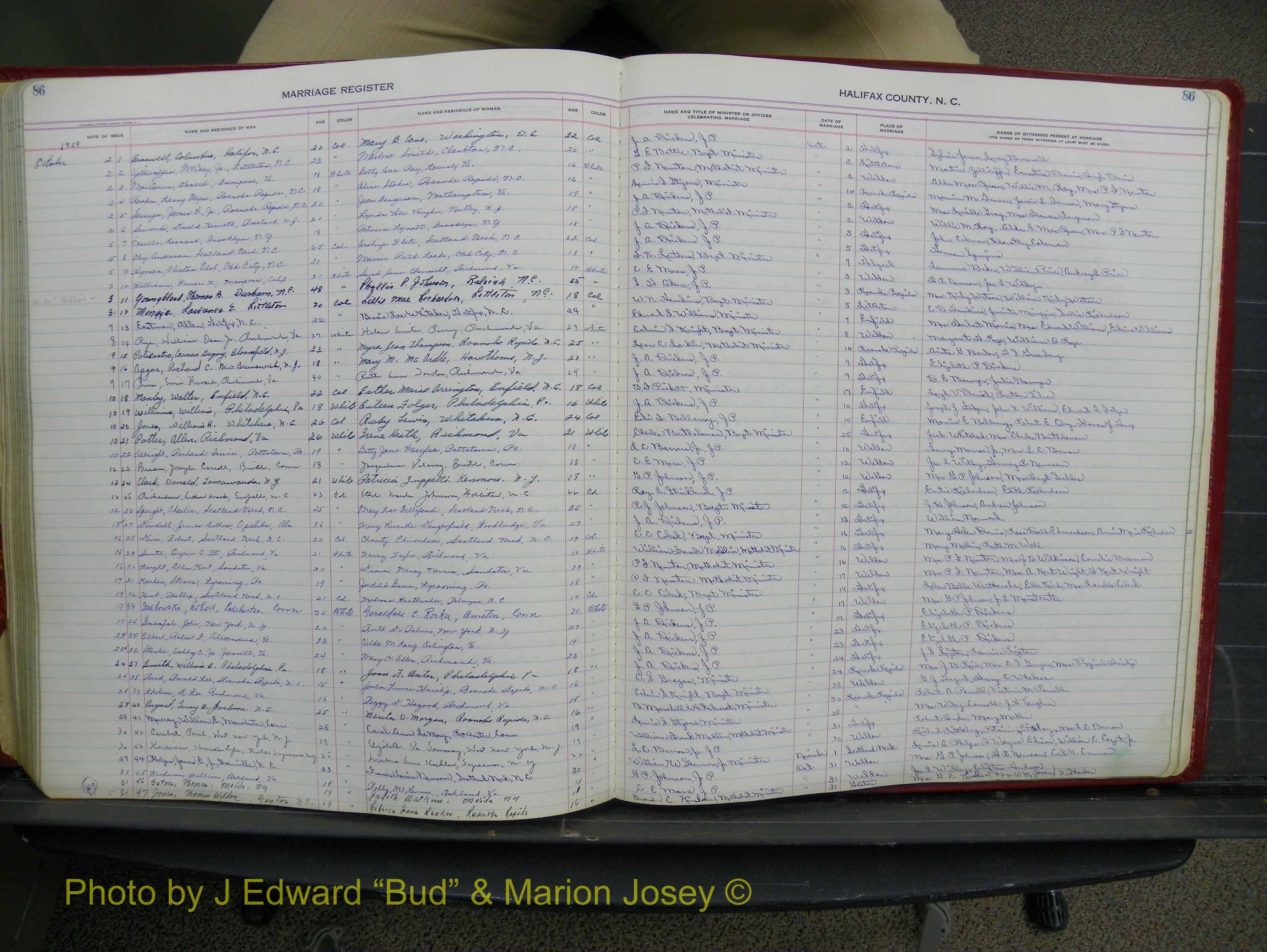 Halifax Marriage Book 14, 1954-1960  P 086.JPG