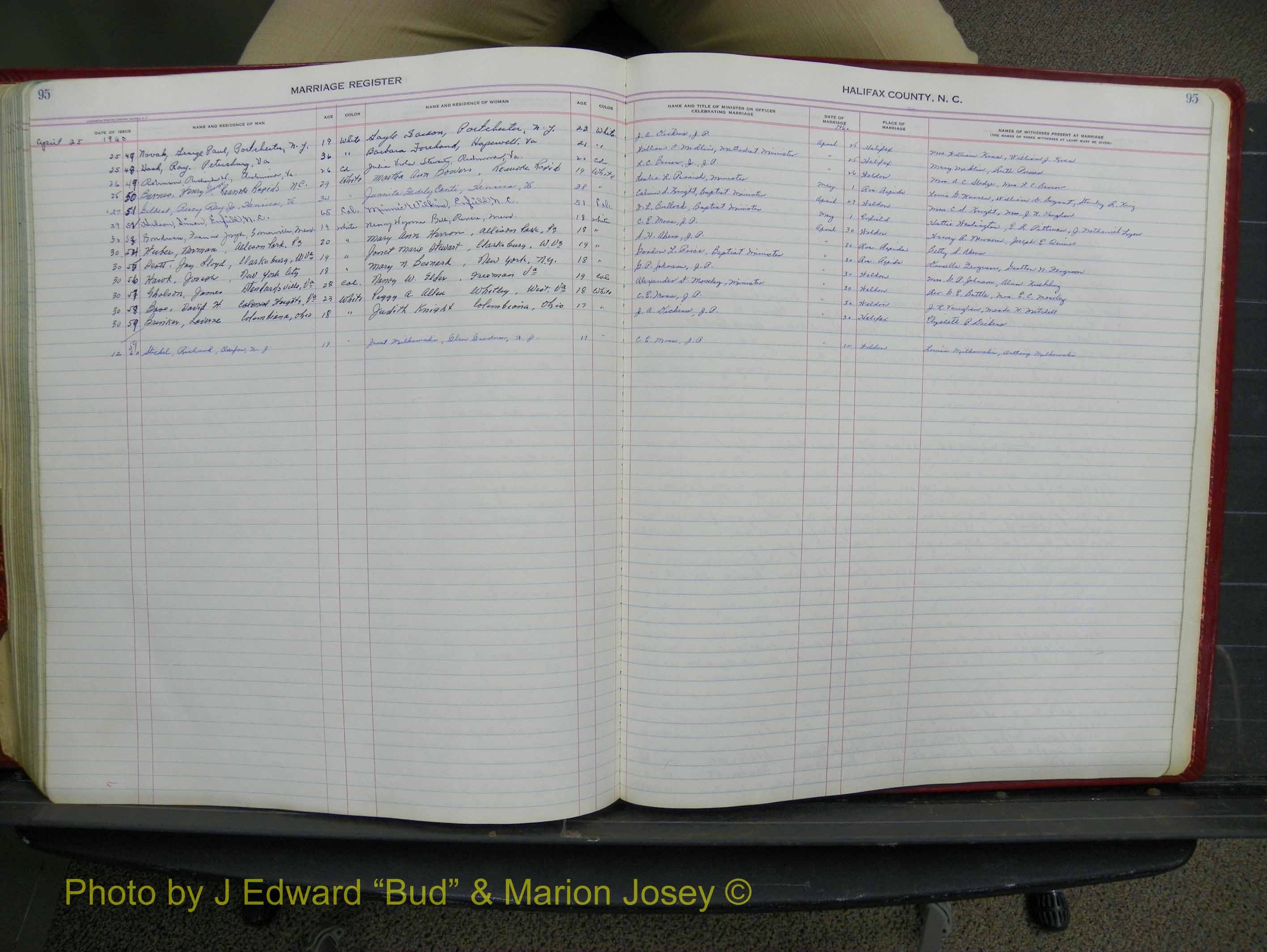 Halifax Marriage Book 14, 1954-1960  P 095.JPG