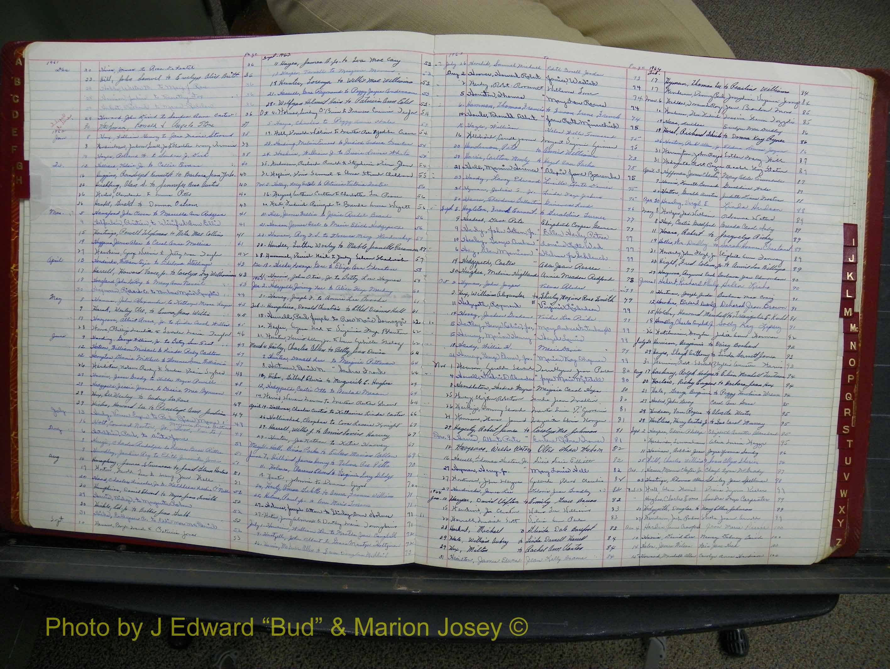 Halifax Marriage Book 15, 1960-1964  Index H3.JPG