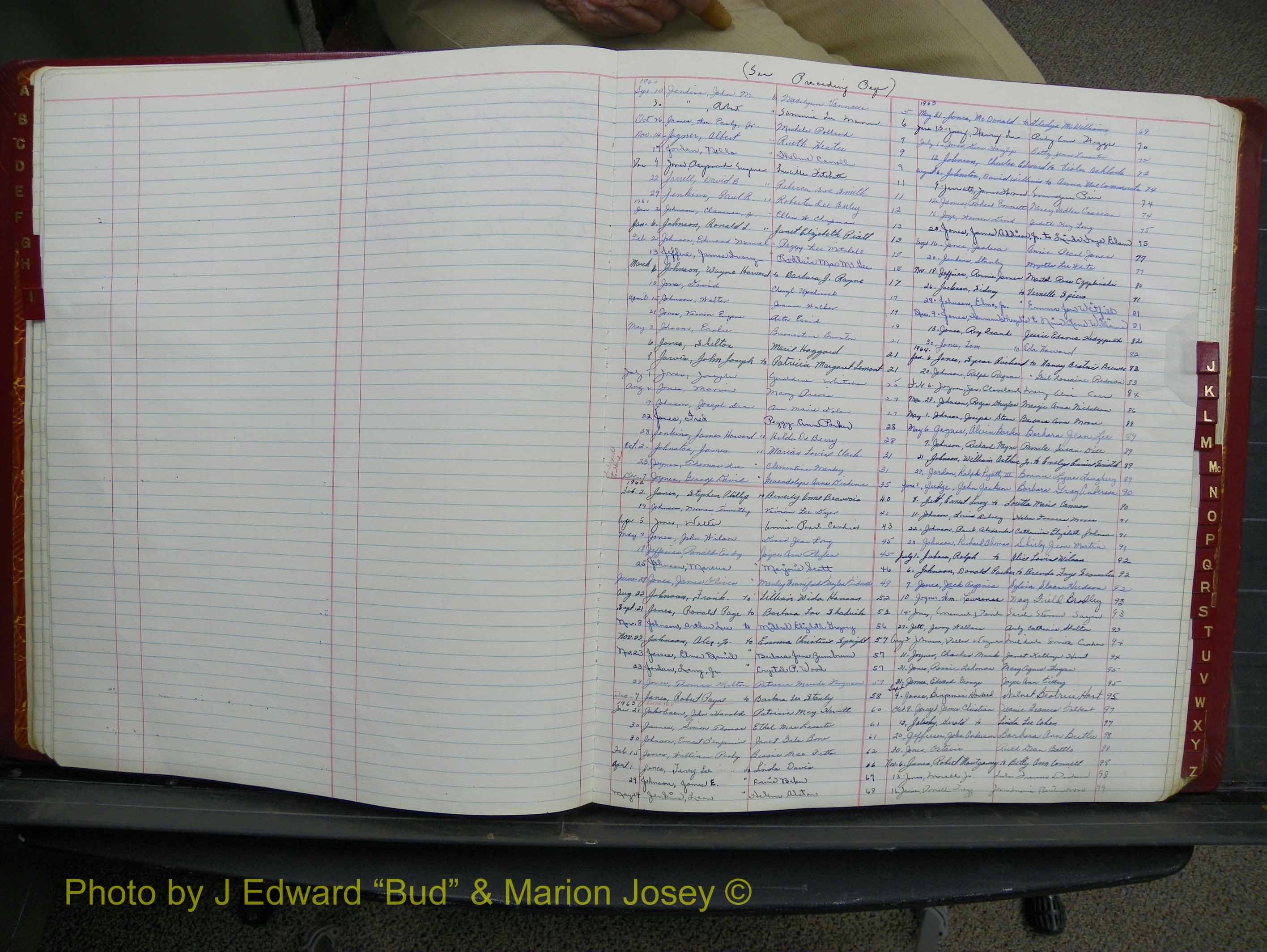 Halifax Marriage Book 15, 1960-1964  Index J2.JPG