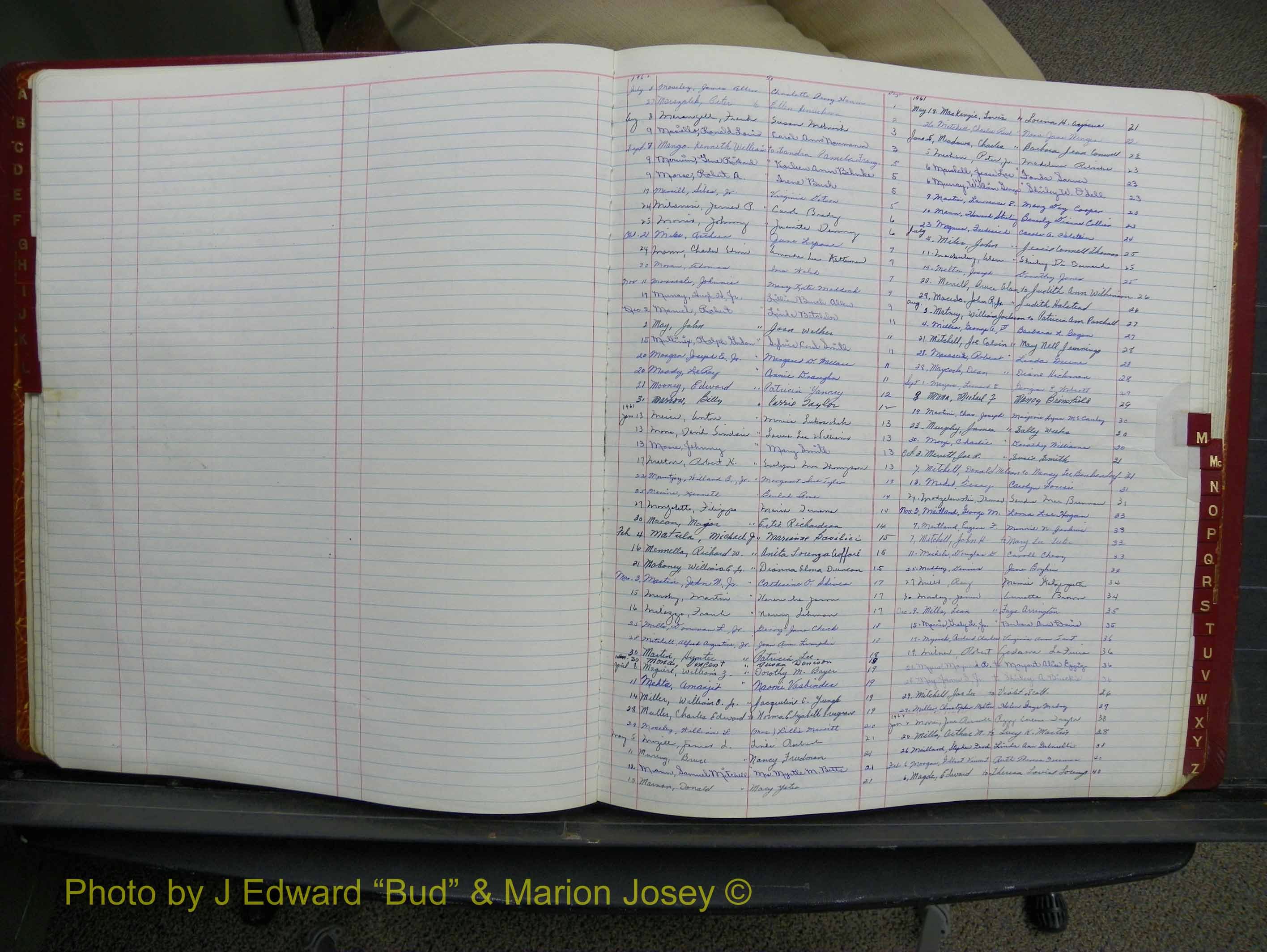 Halifax Marriage Book 15, 1960-1964  Index M.JPG