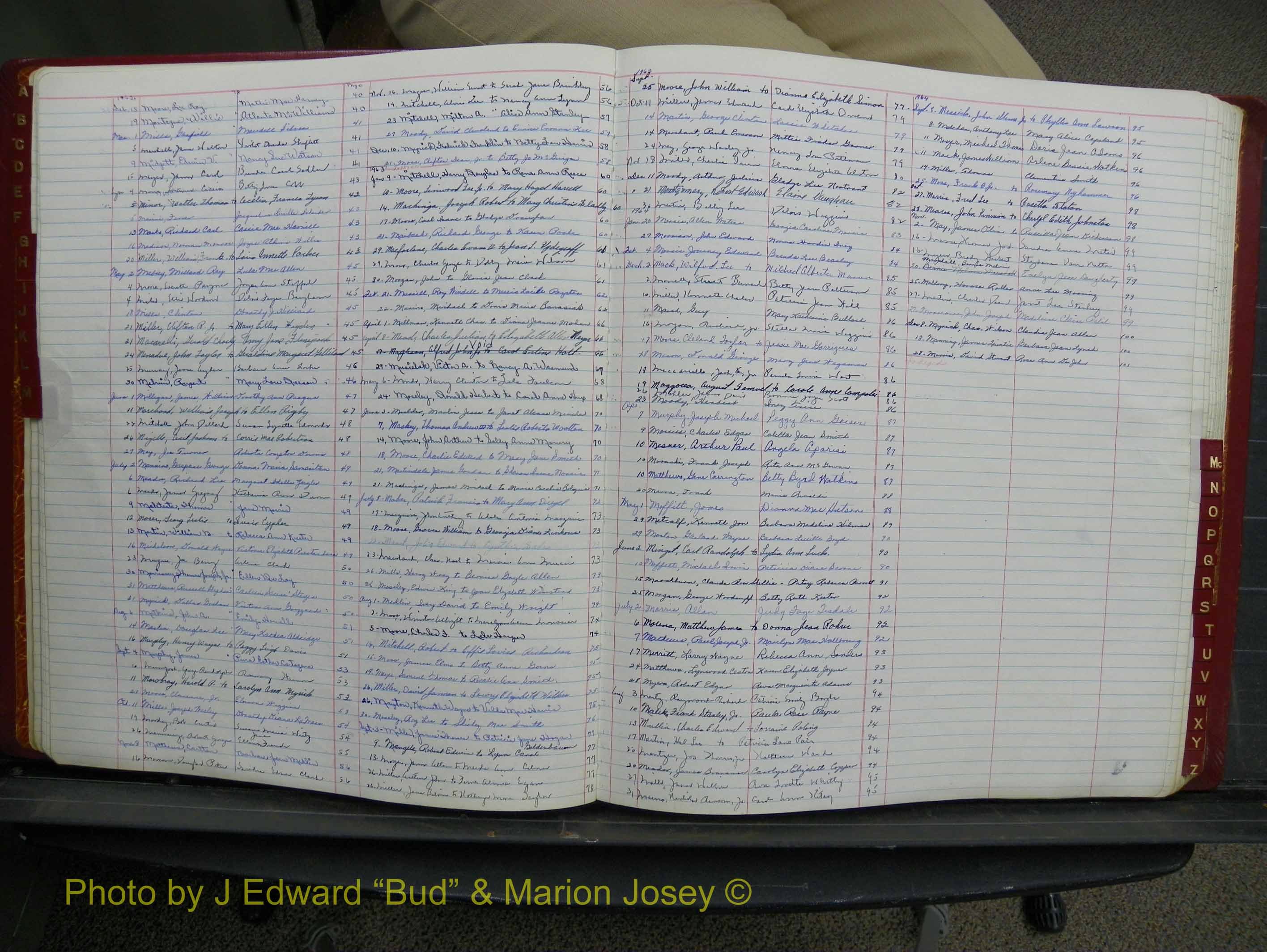 Halifax Marriage Book 15, 1960-1964  Index M2.JPG