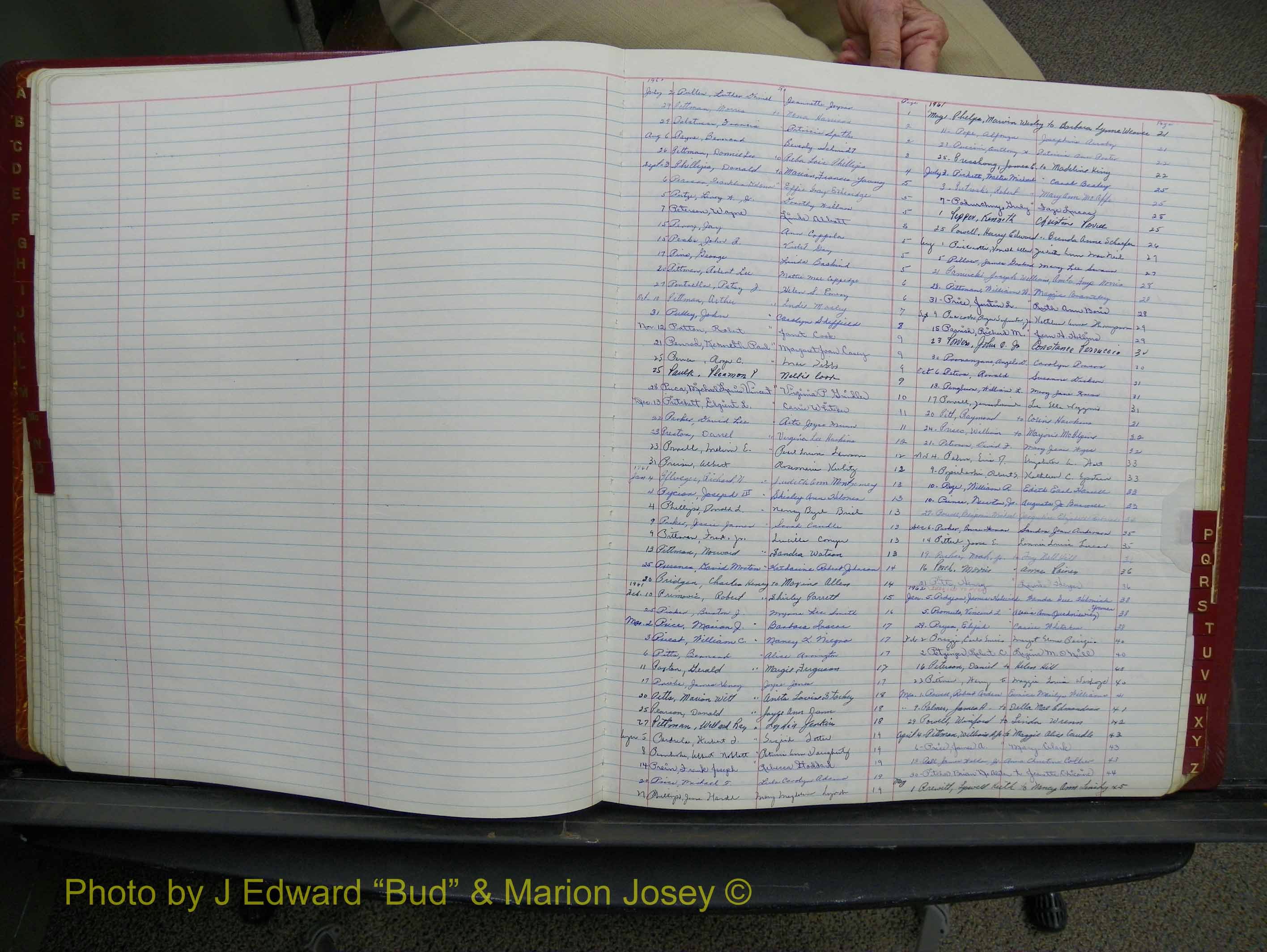 Halifax Marriage Book 15, 1960-1964  Index P.JPG