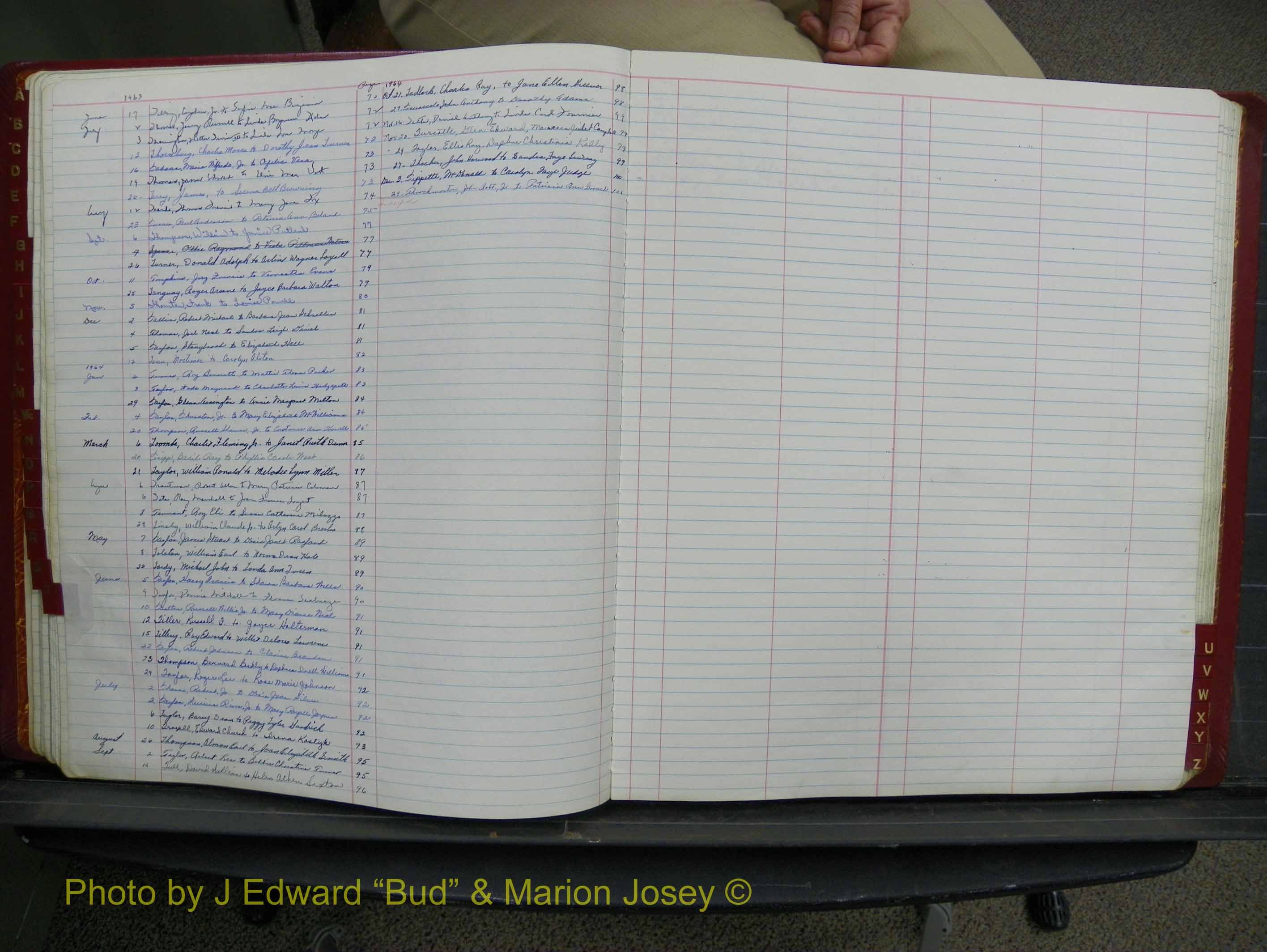 Halifax Marriage Book 15, 1960-1964  Index T2.JPG