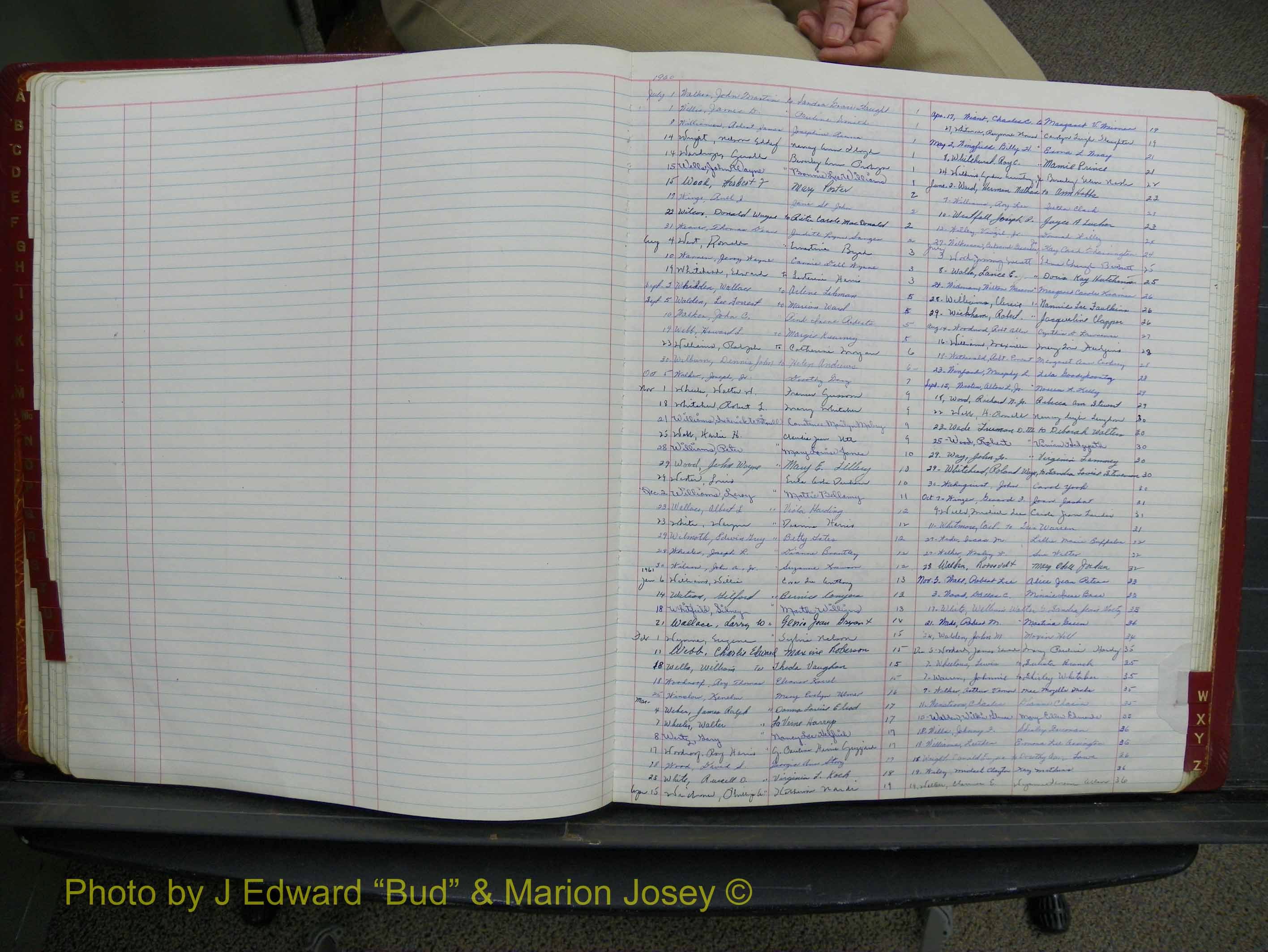 Halifax Marriage Book 15, 1960-1964  Index W.JPG