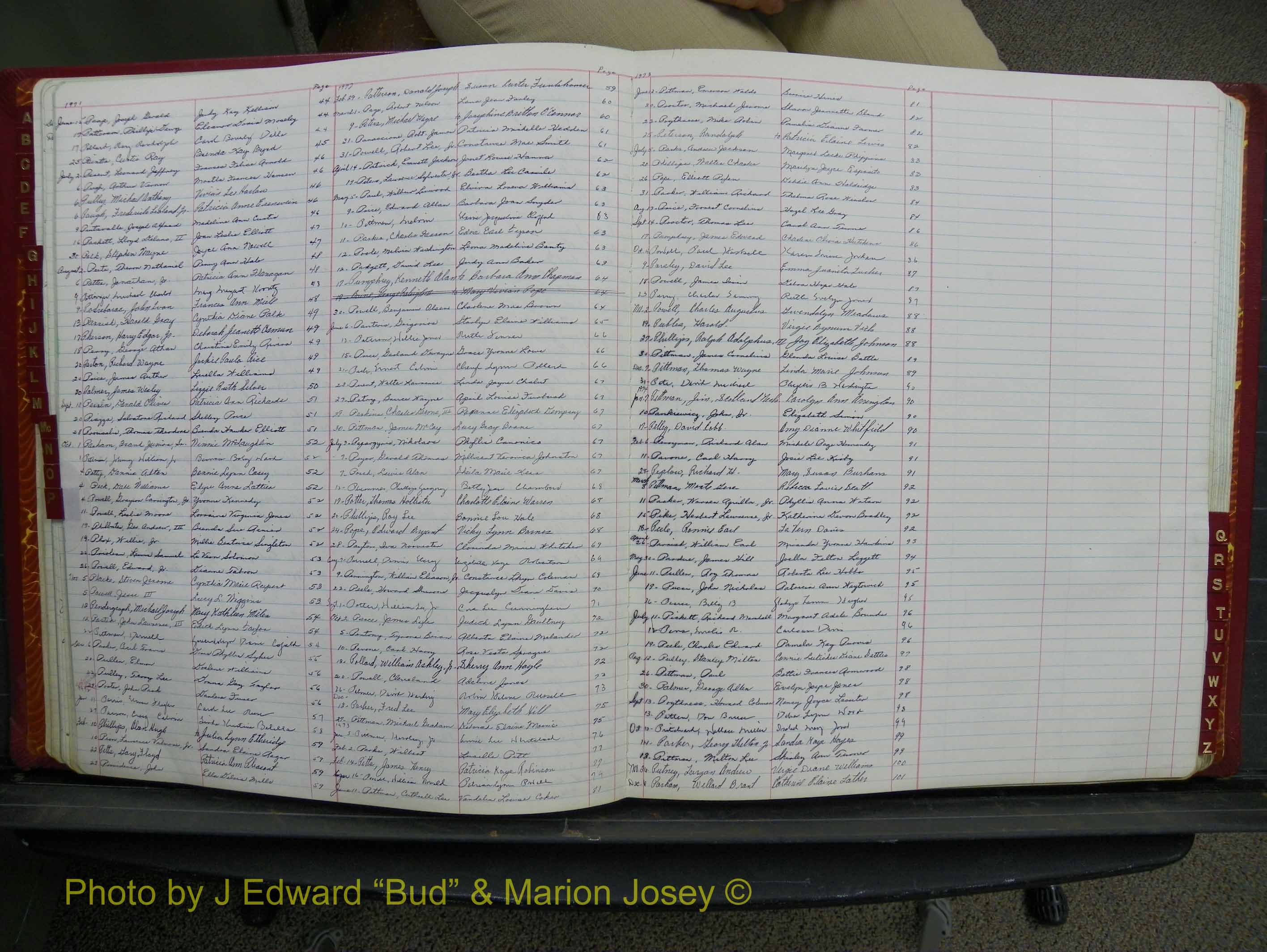 Halifax Marriage Book 17, 1969-1974 Index P2.JPG