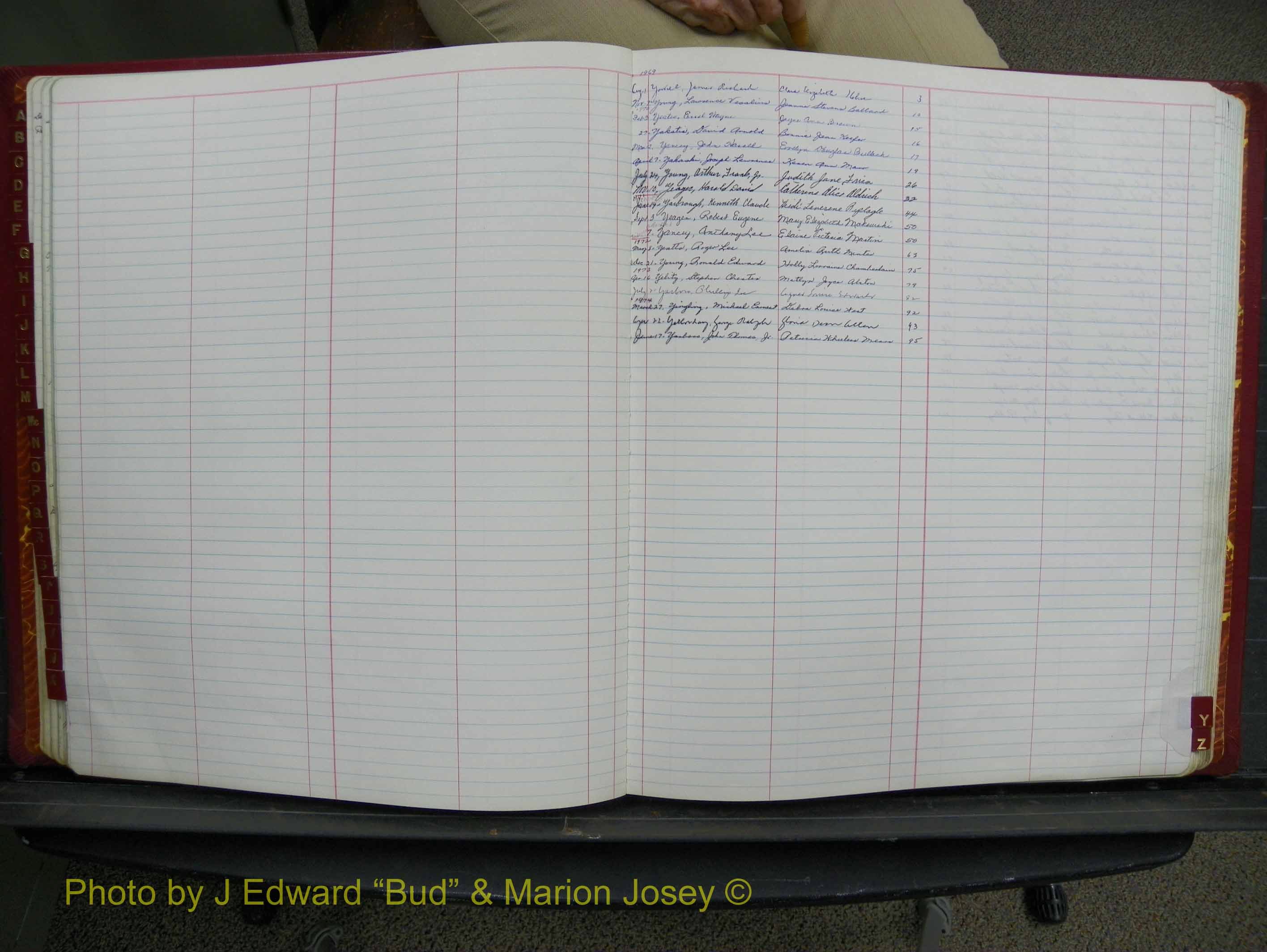 Halifax Marriage Book 17, 1969-1974 Index Y.JPG