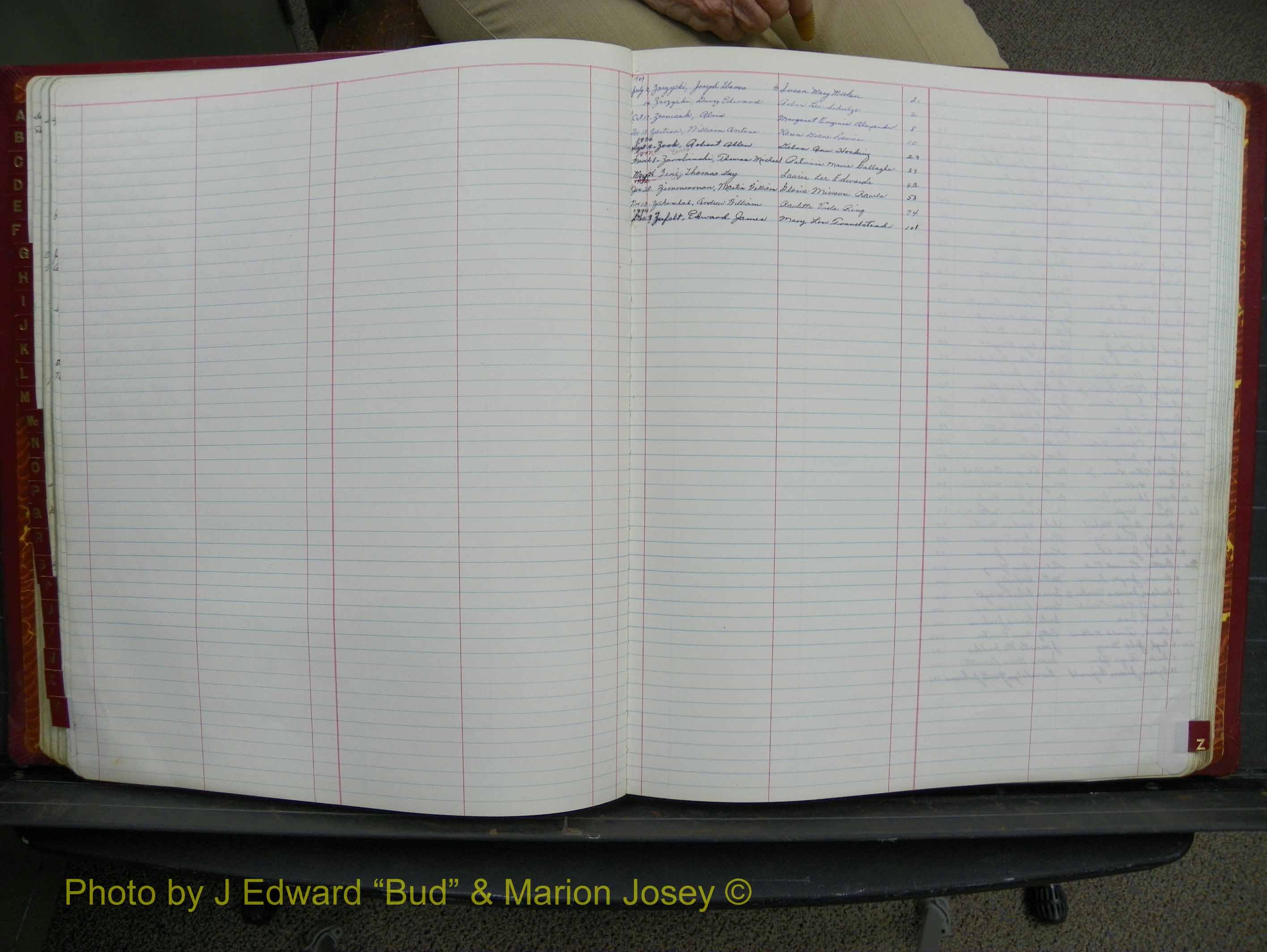 Halifax Marriage Book 17, 1969-1974 Index Z.JPG