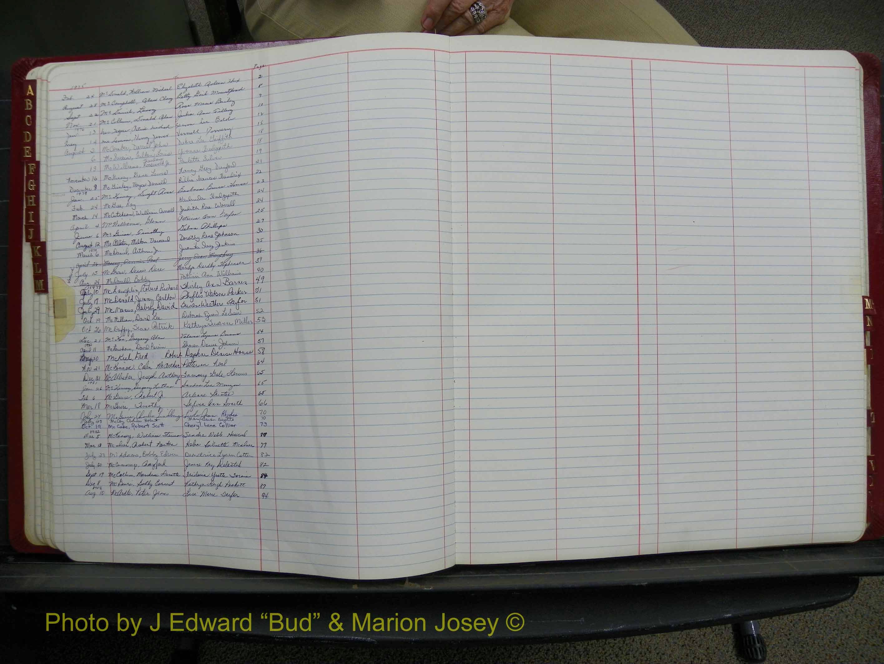 Halifax Marriage Book 18, 1975-1983 Index Mc.JPG