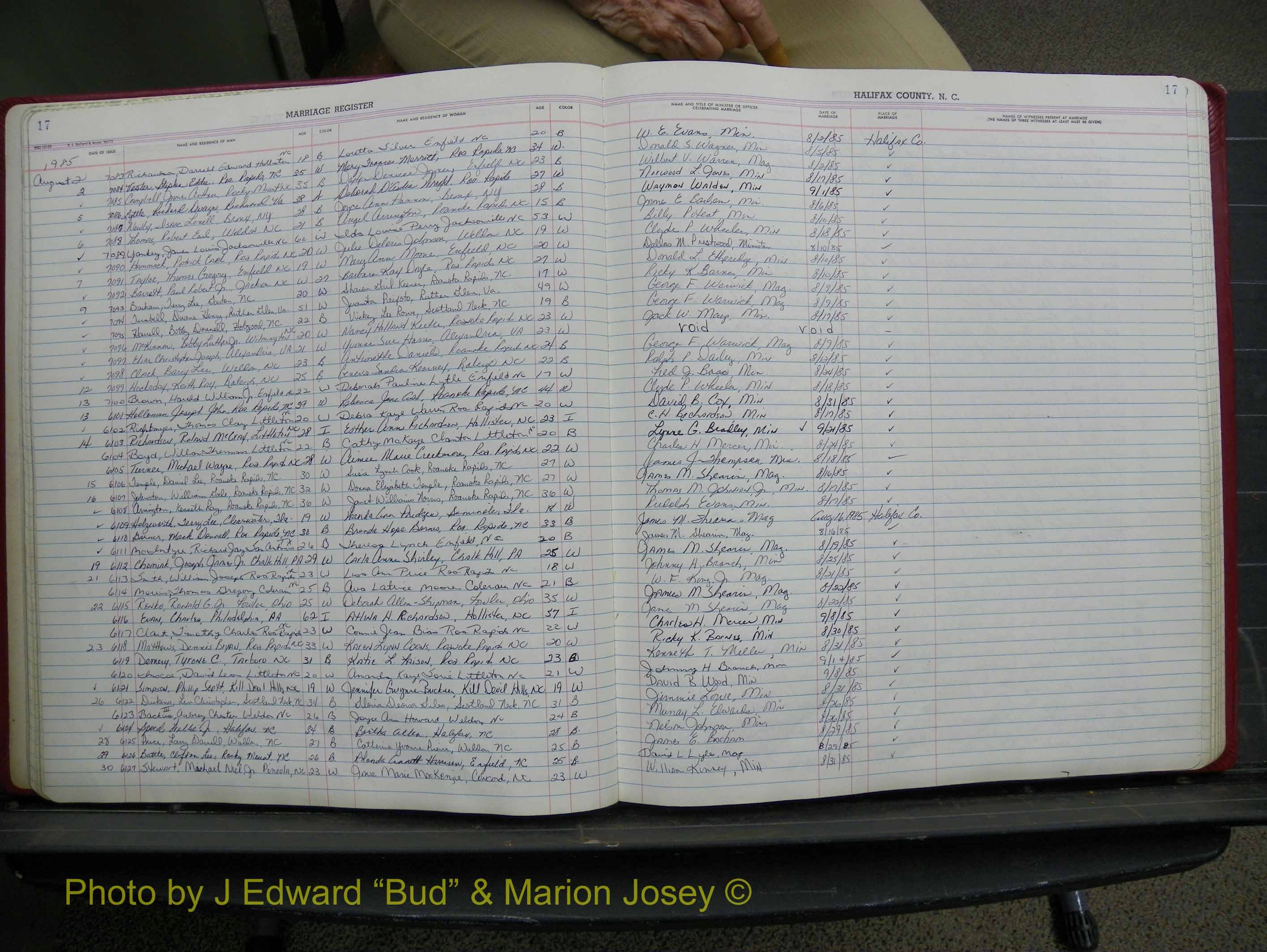 Halifax Marriage Book 19, 1984-1993 P 017.JPG