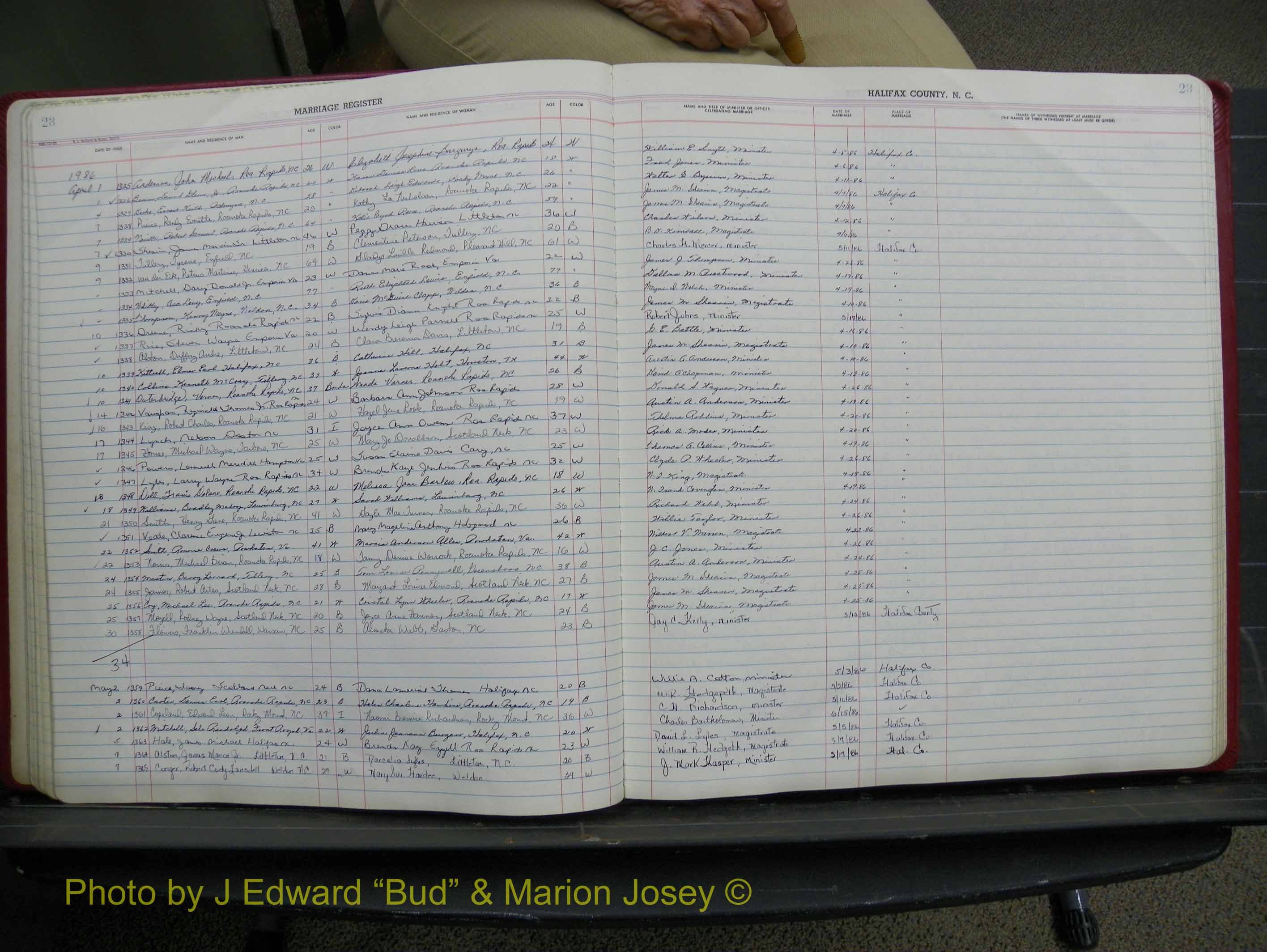 Halifax Marriage Book 19, 1984-1993 P 023.JPG