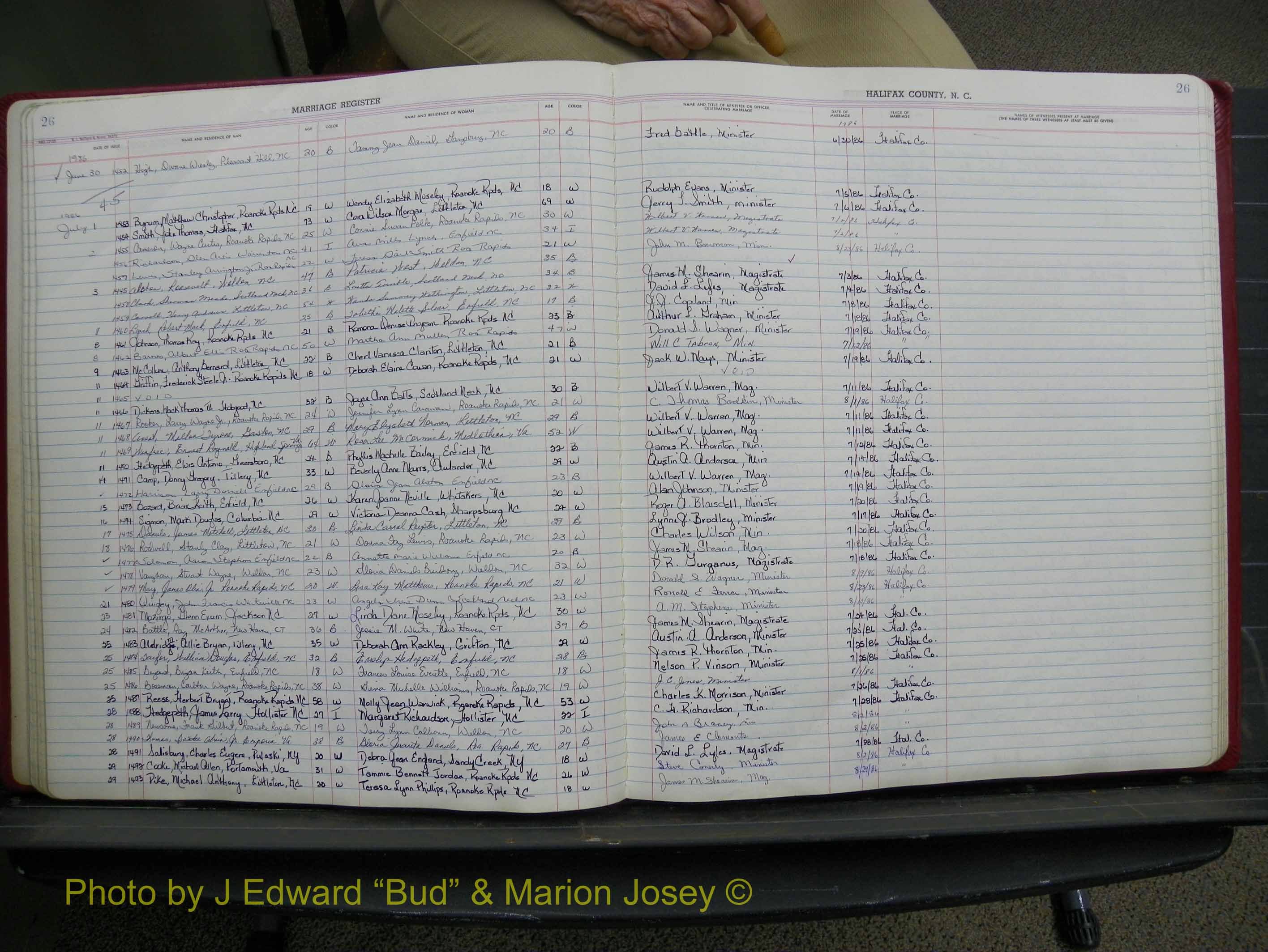 Halifax Marriage Book 19, 1984-1993 P 026.JPG