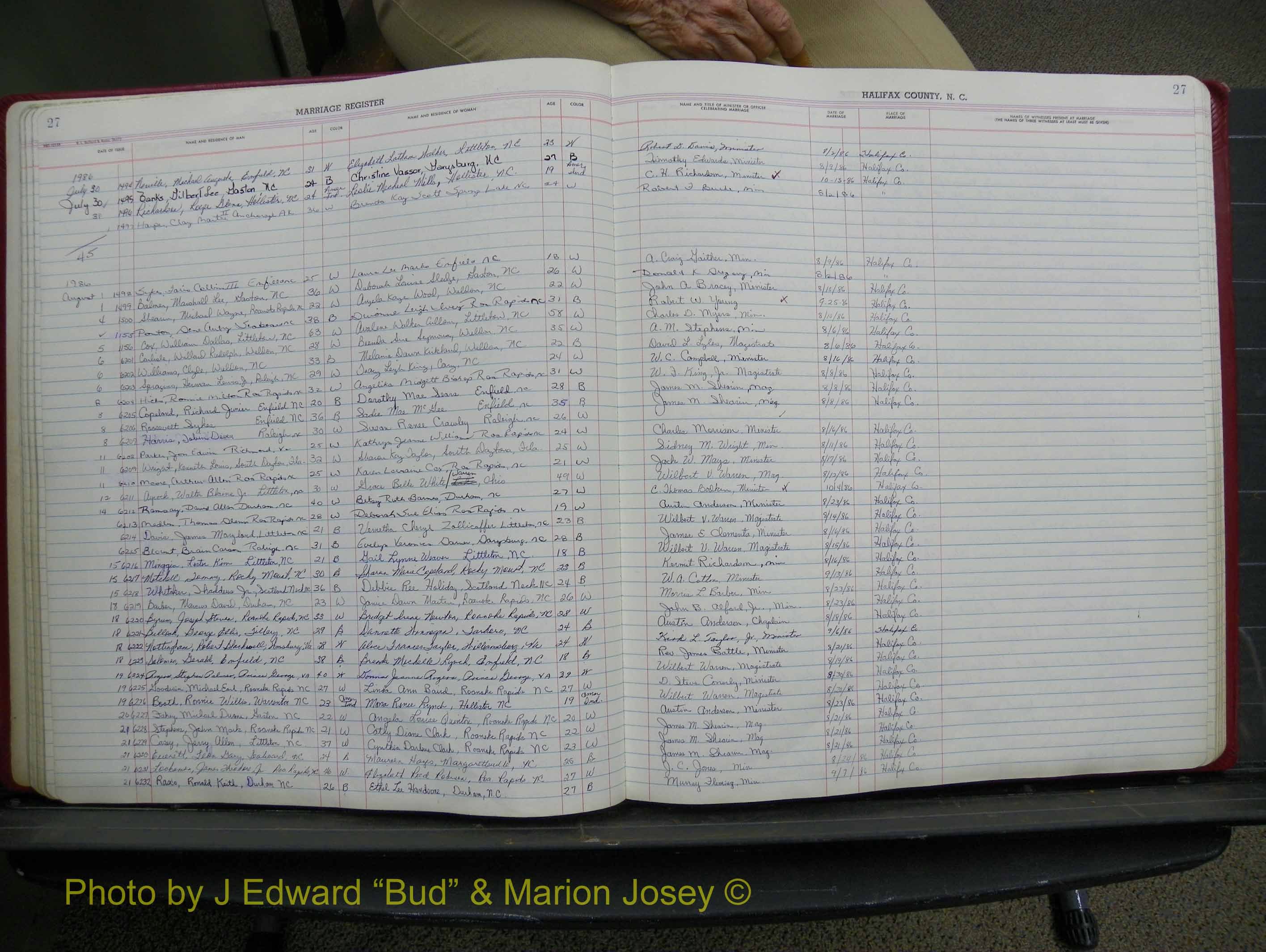 Halifax Marriage Book 19, 1984-1993 P 027.JPG