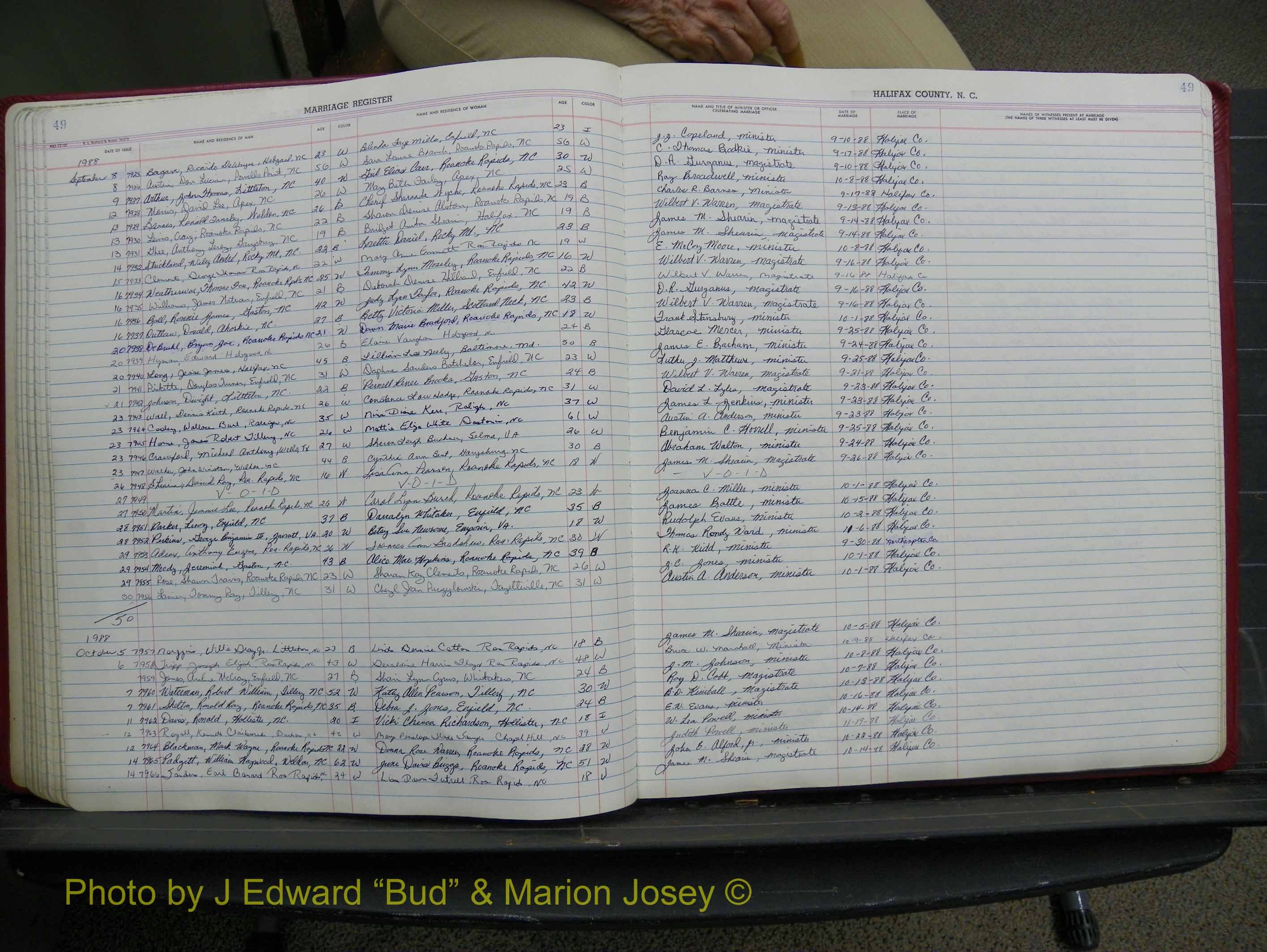 Halifax Marriage Book 19, 1984-1993 P 049.JPG
