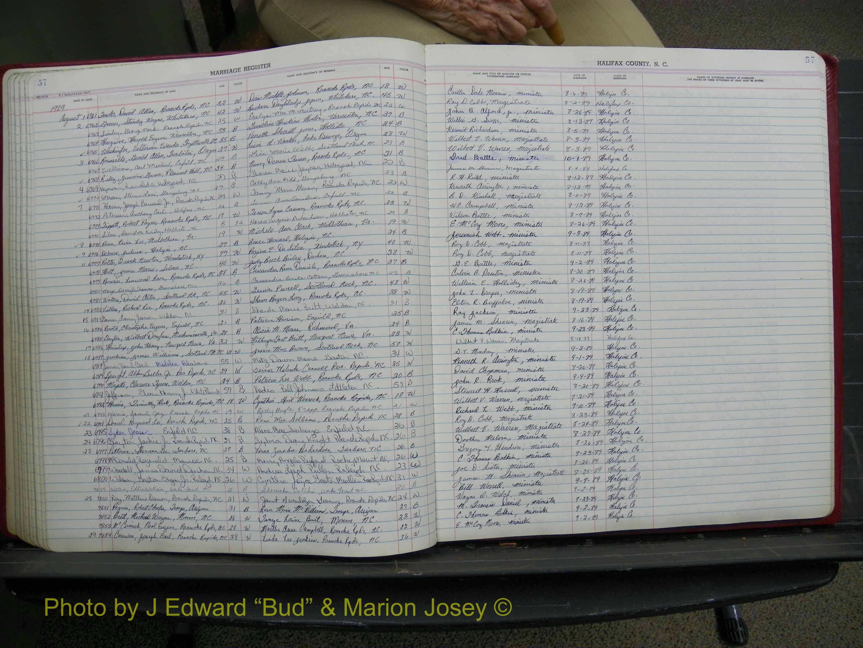 Halifax Marriage Book 19, 1984-1993 P 057.JPG