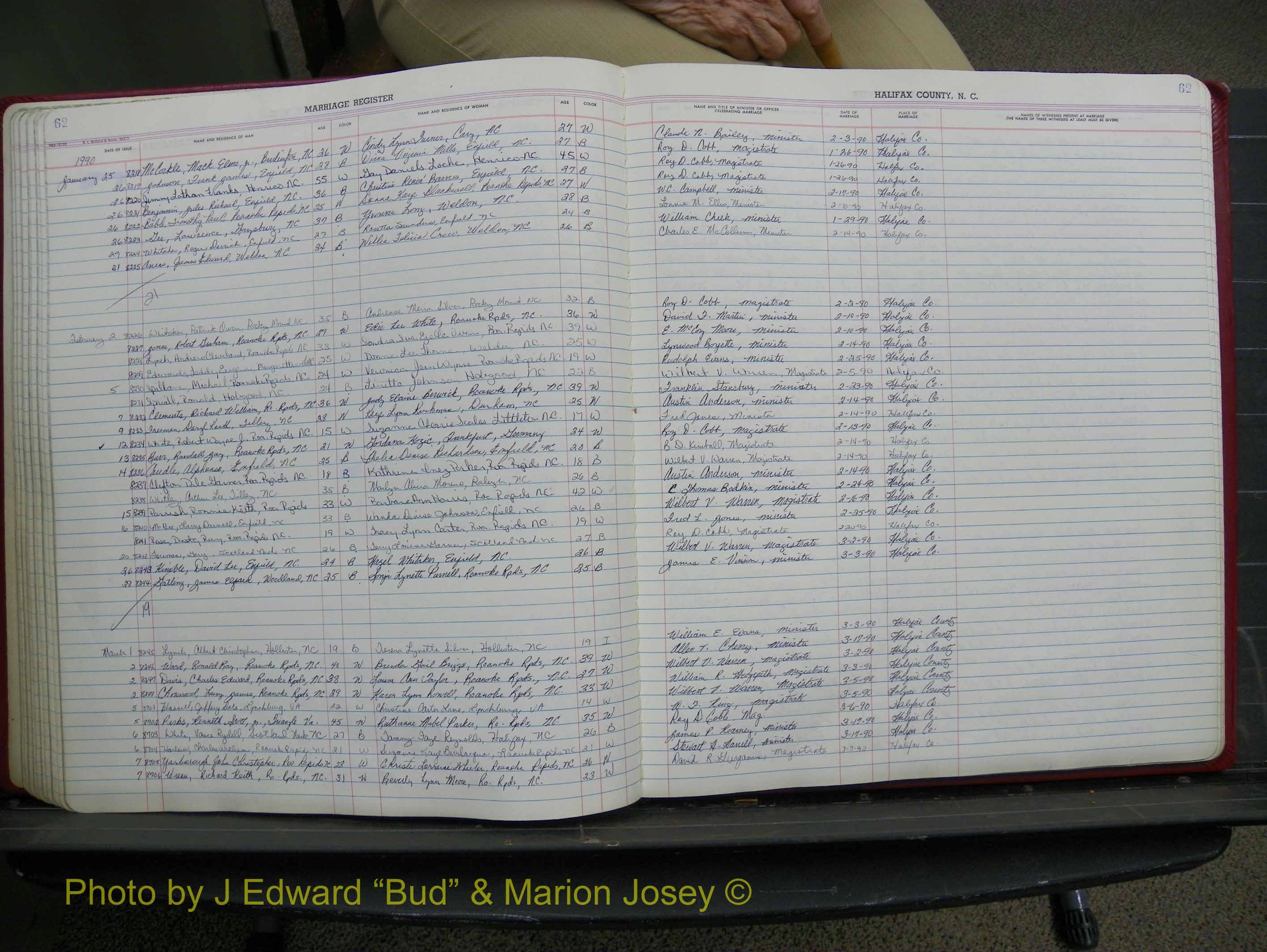 Halifax Marriage Book 19, 1984-1993 P 062.JPG