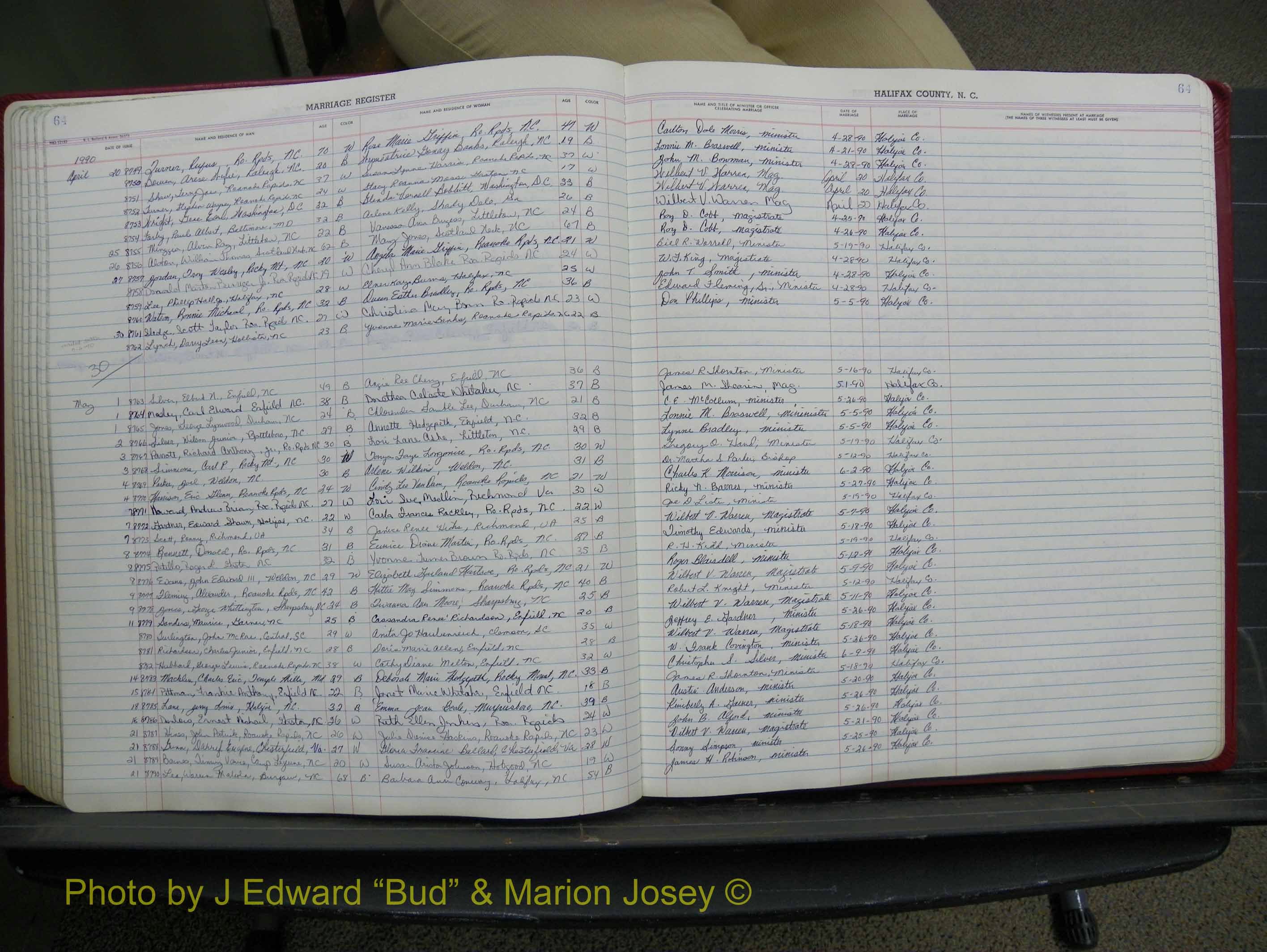 Halifax Marriage Book 19, 1984-1993 P 064.JPG