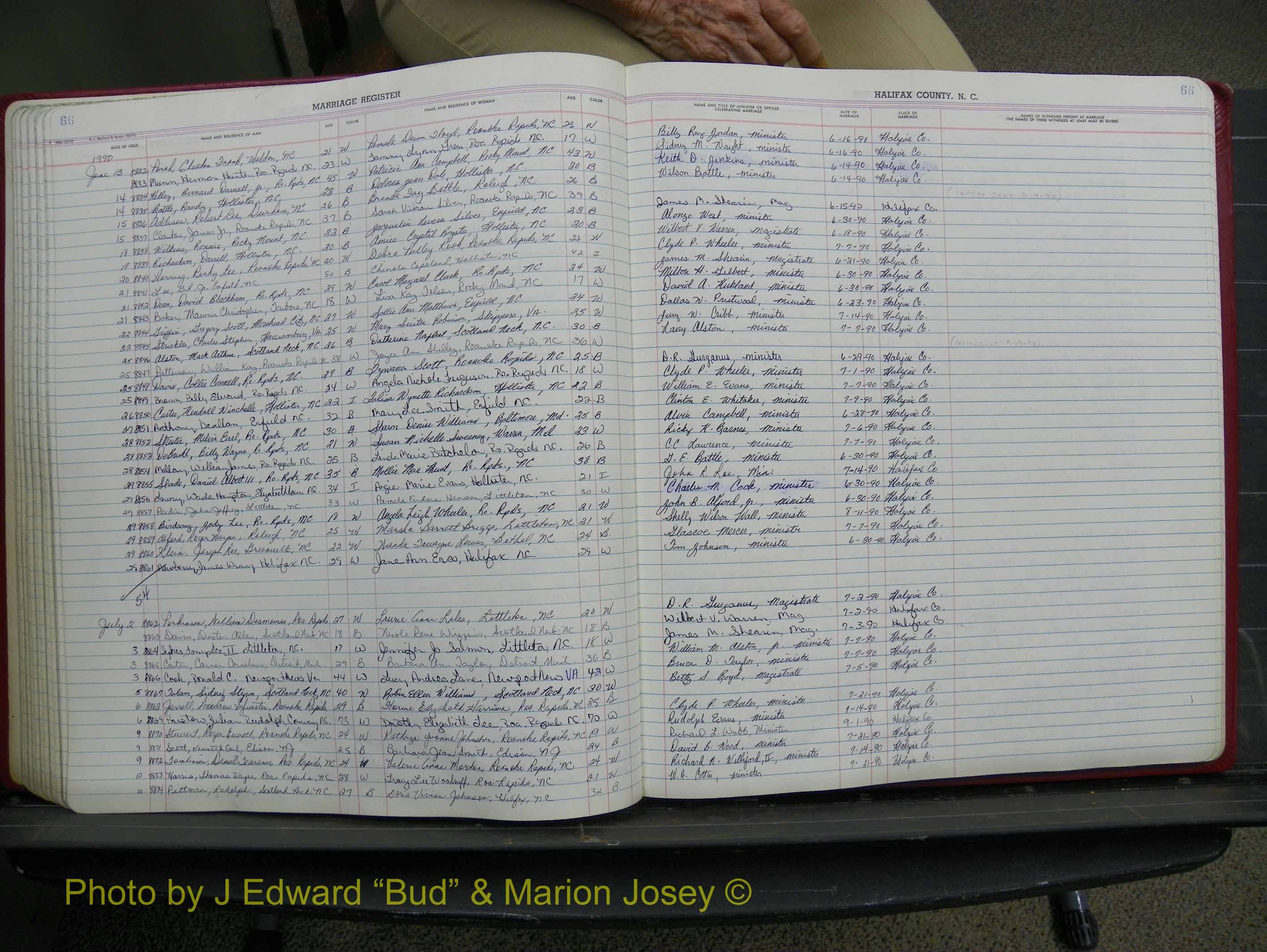 Halifax Marriage Book 19, 1984-1993 P 066.JPG