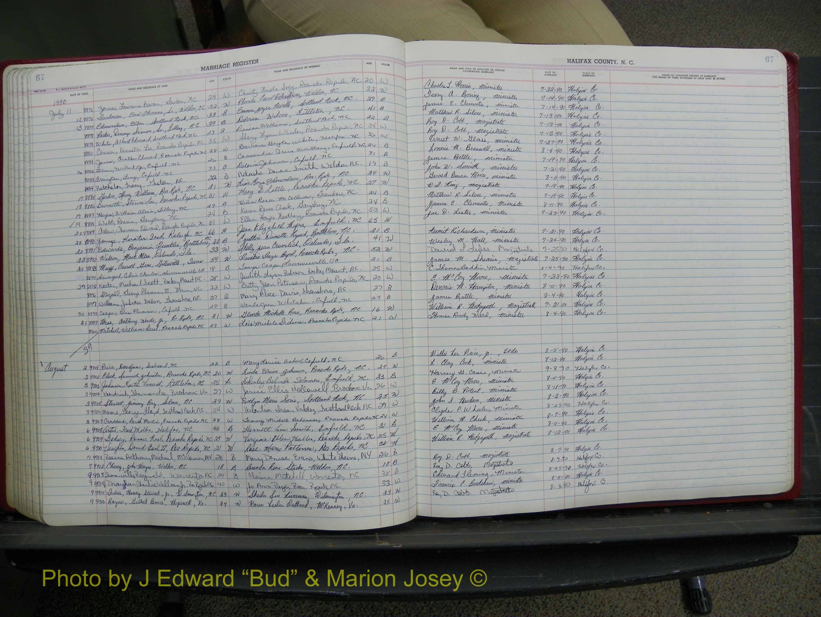 Halifax Marriage Book 19, 1984-1993 P 067.JPG