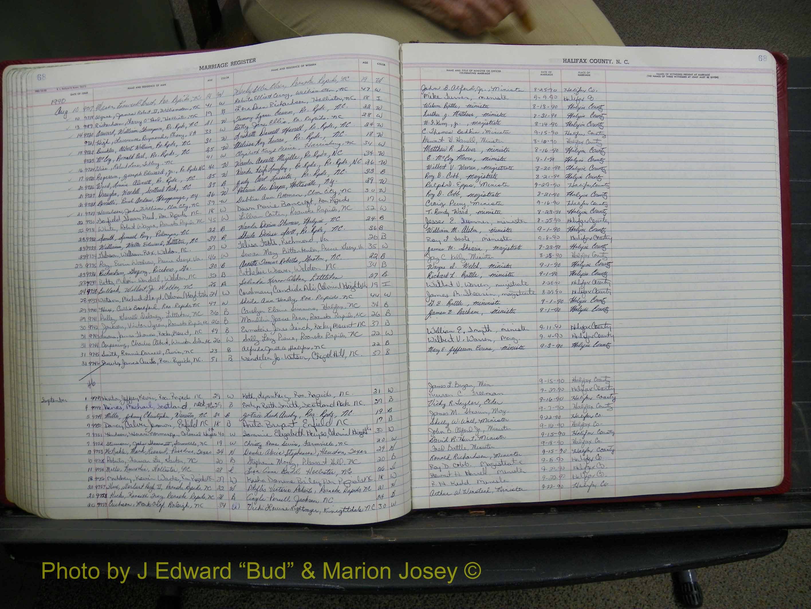 Halifax Marriage Book 19, 1984-1993 P 068.JPG