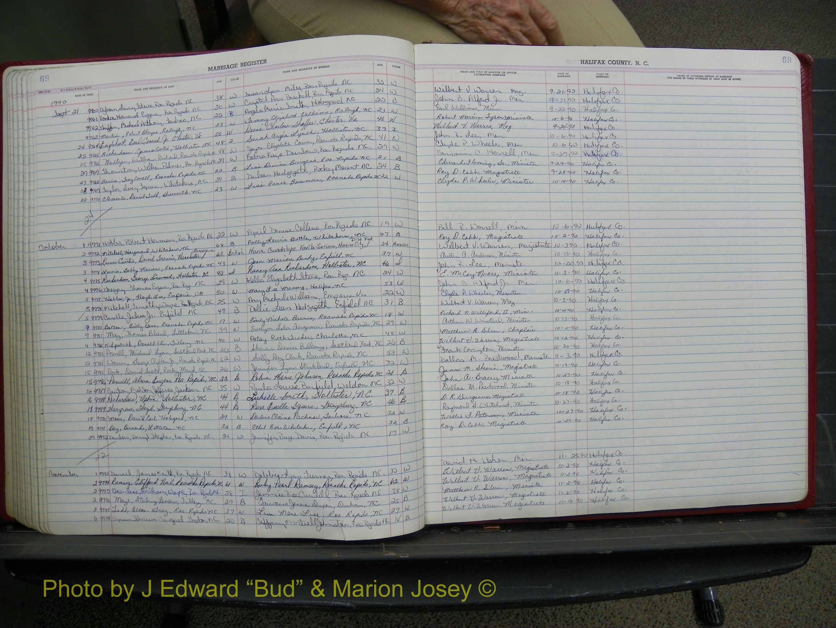 Halifax Marriage Book 19, 1984-1993 P 069.JPG