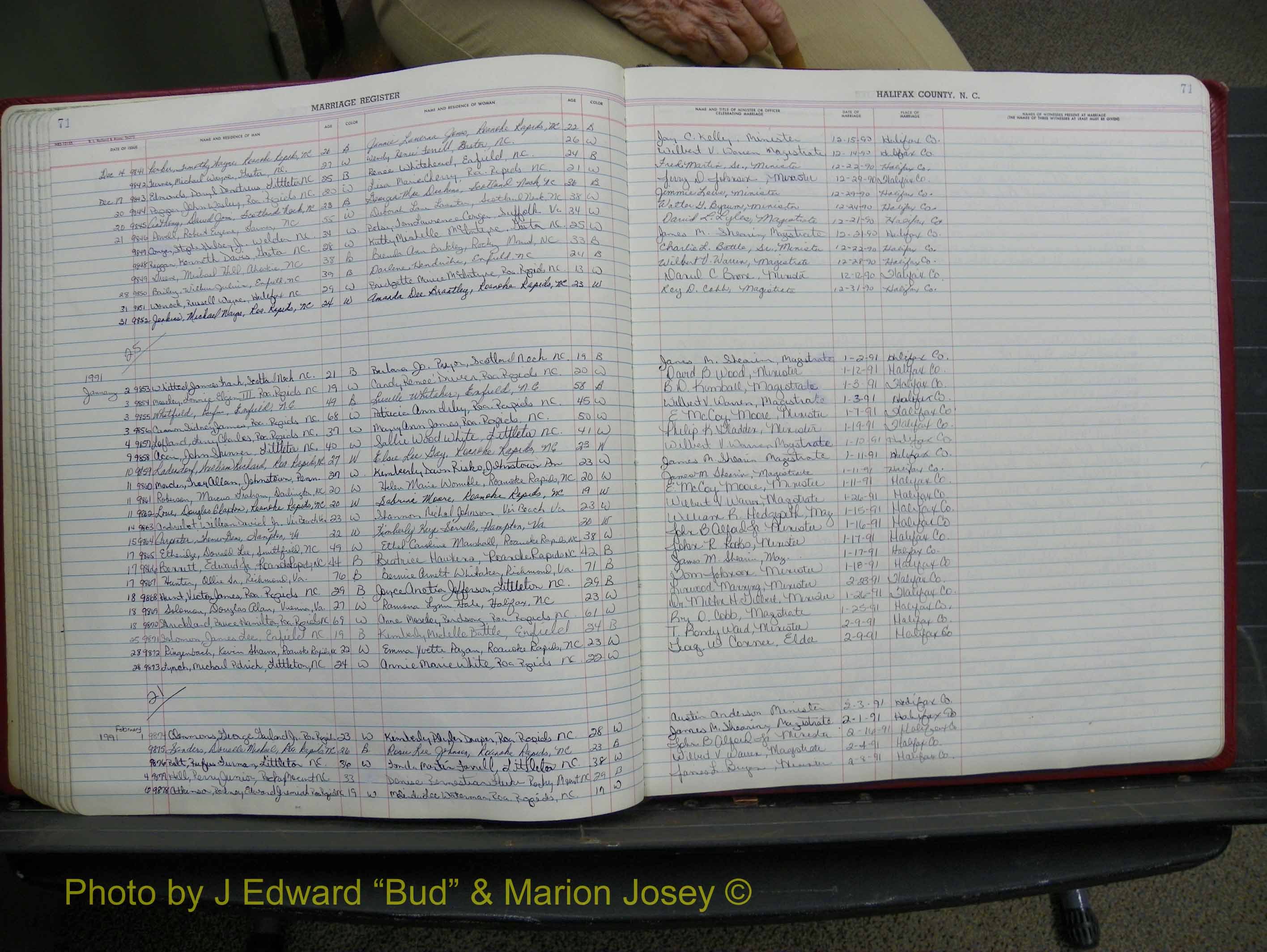 Halifax Marriage Book 19, 1984-1993 P 071.JPG