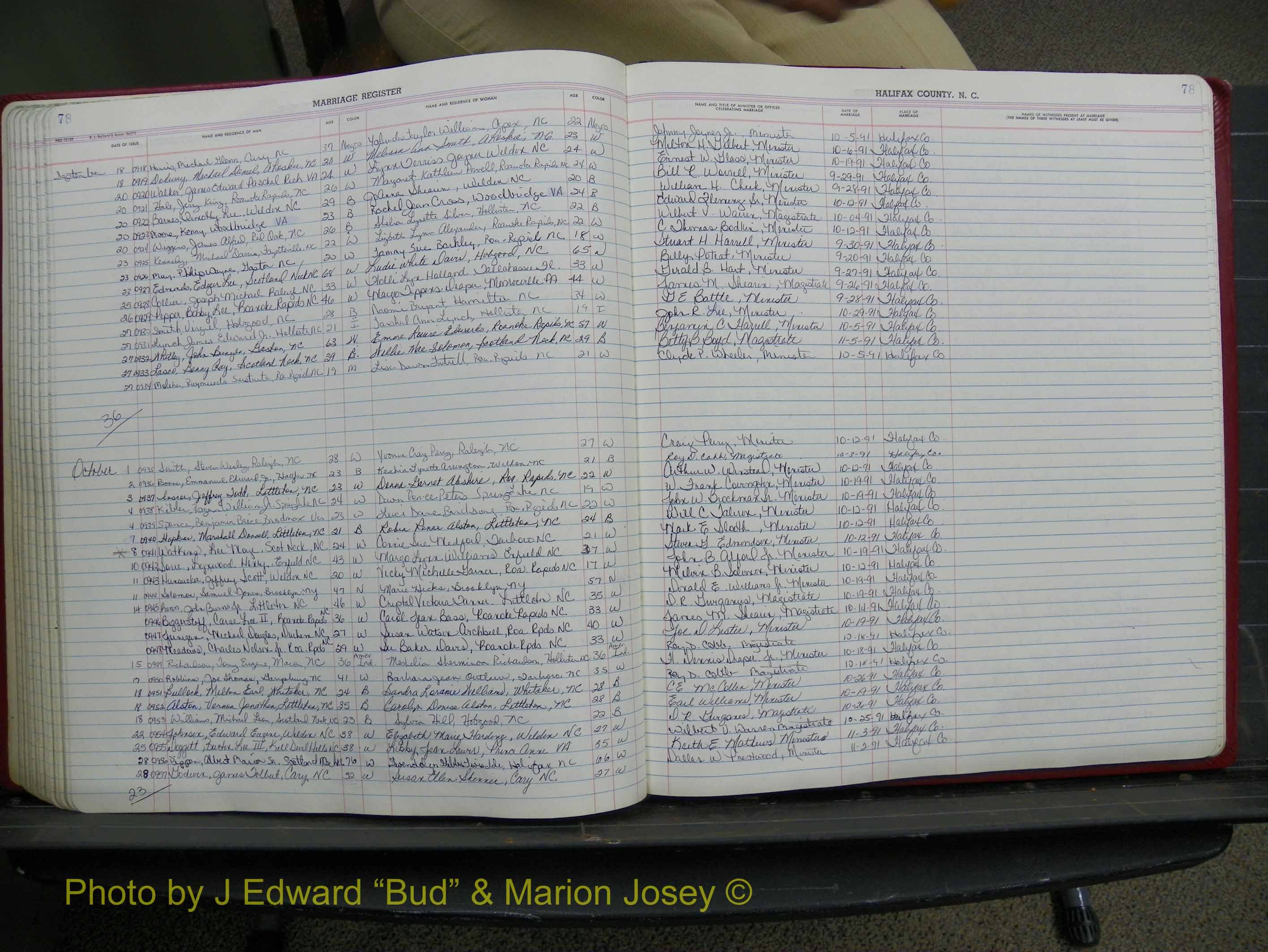 Halifax Marriage Book 19, 1984-1993 P 078.JPG