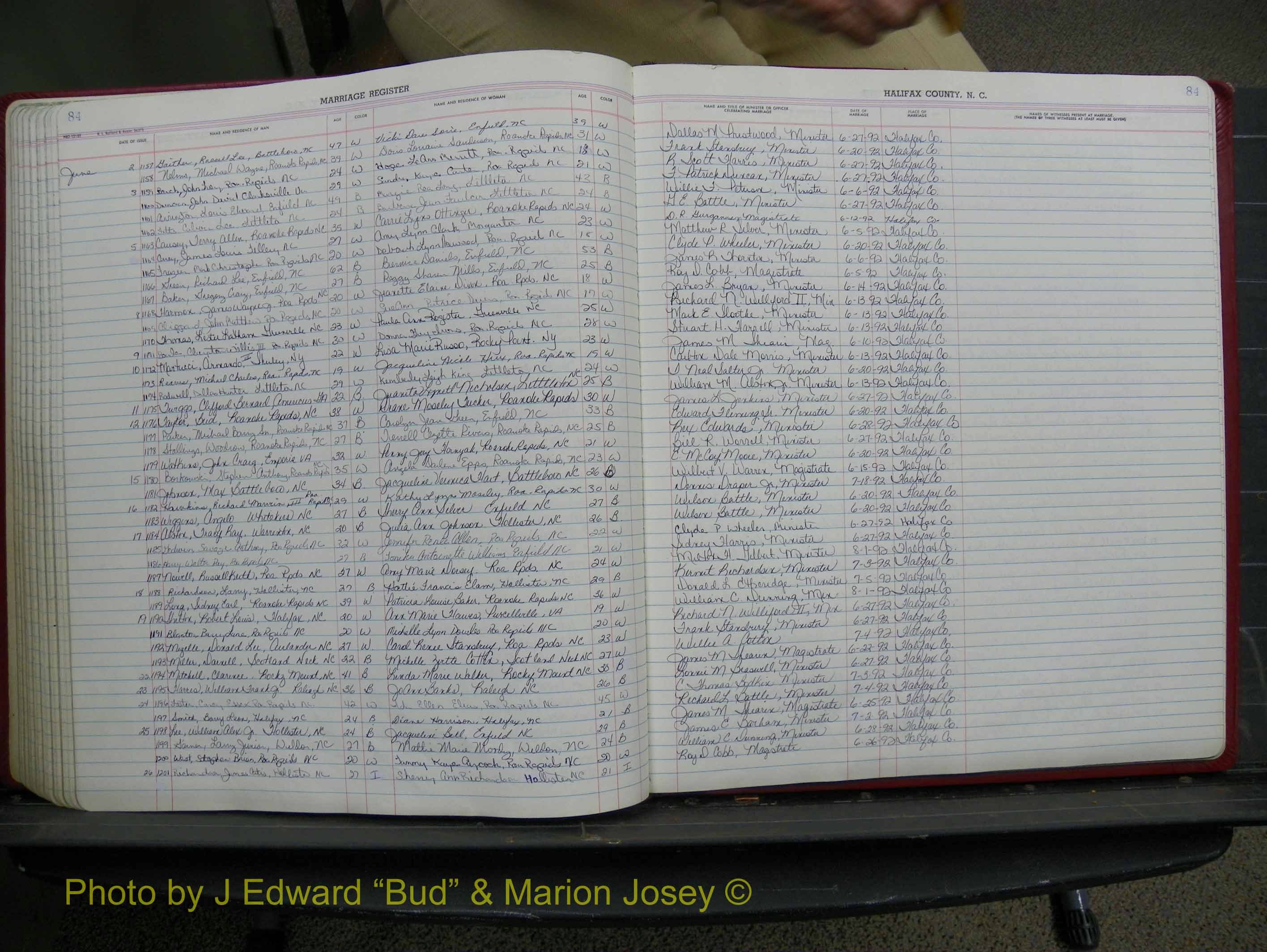 Halifax Marriage Book 19, 1984-1993 P 084.JPG