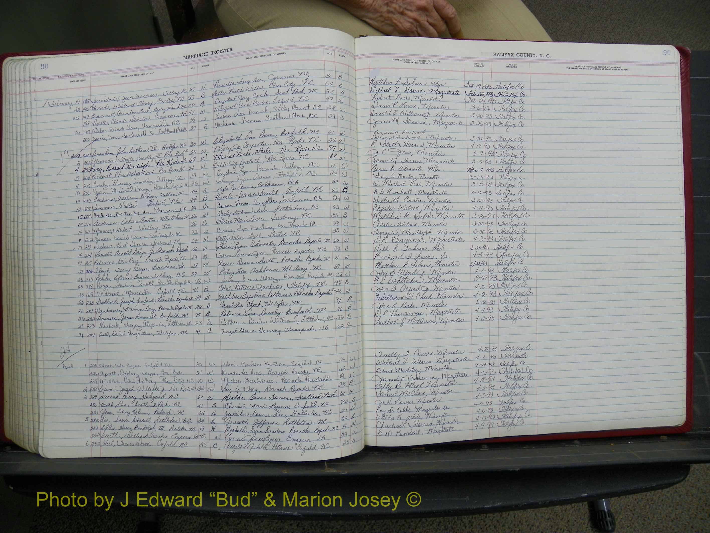 Halifax Marriage Book 19, 1984-1993 P 090.JPG
