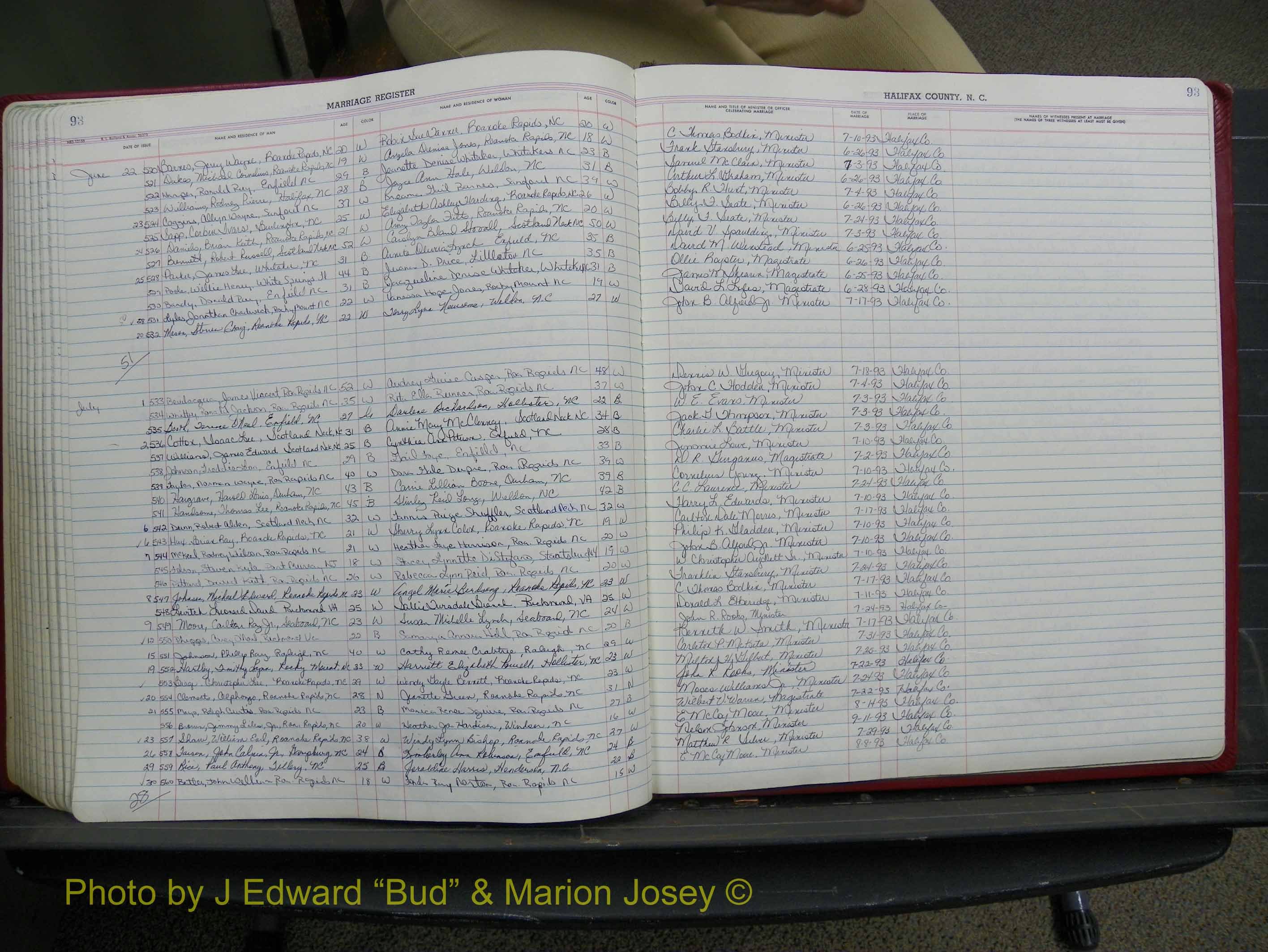 Halifax Marriage Book 19, 1984-1993 P 093.JPG