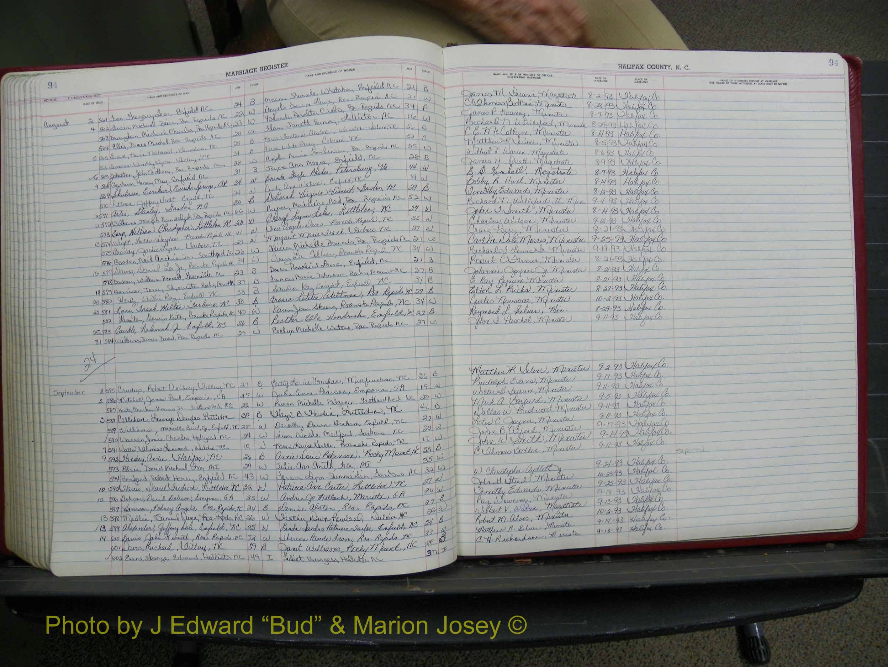Halifax Marriage Book 19, 1984-1993 P 094.JPG