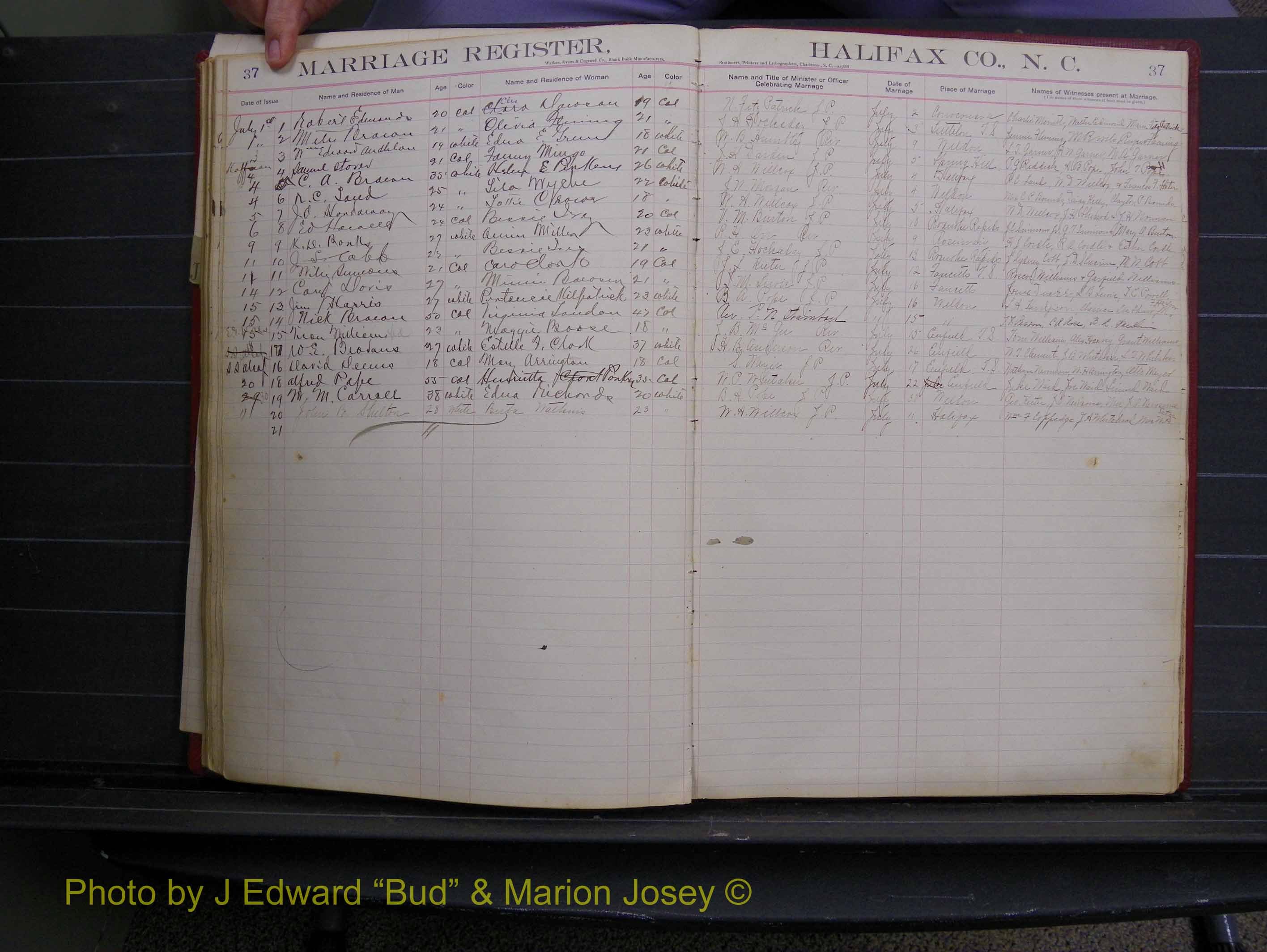 Halifax Marriage Book 6A, 1903-1909 P 37.JPG