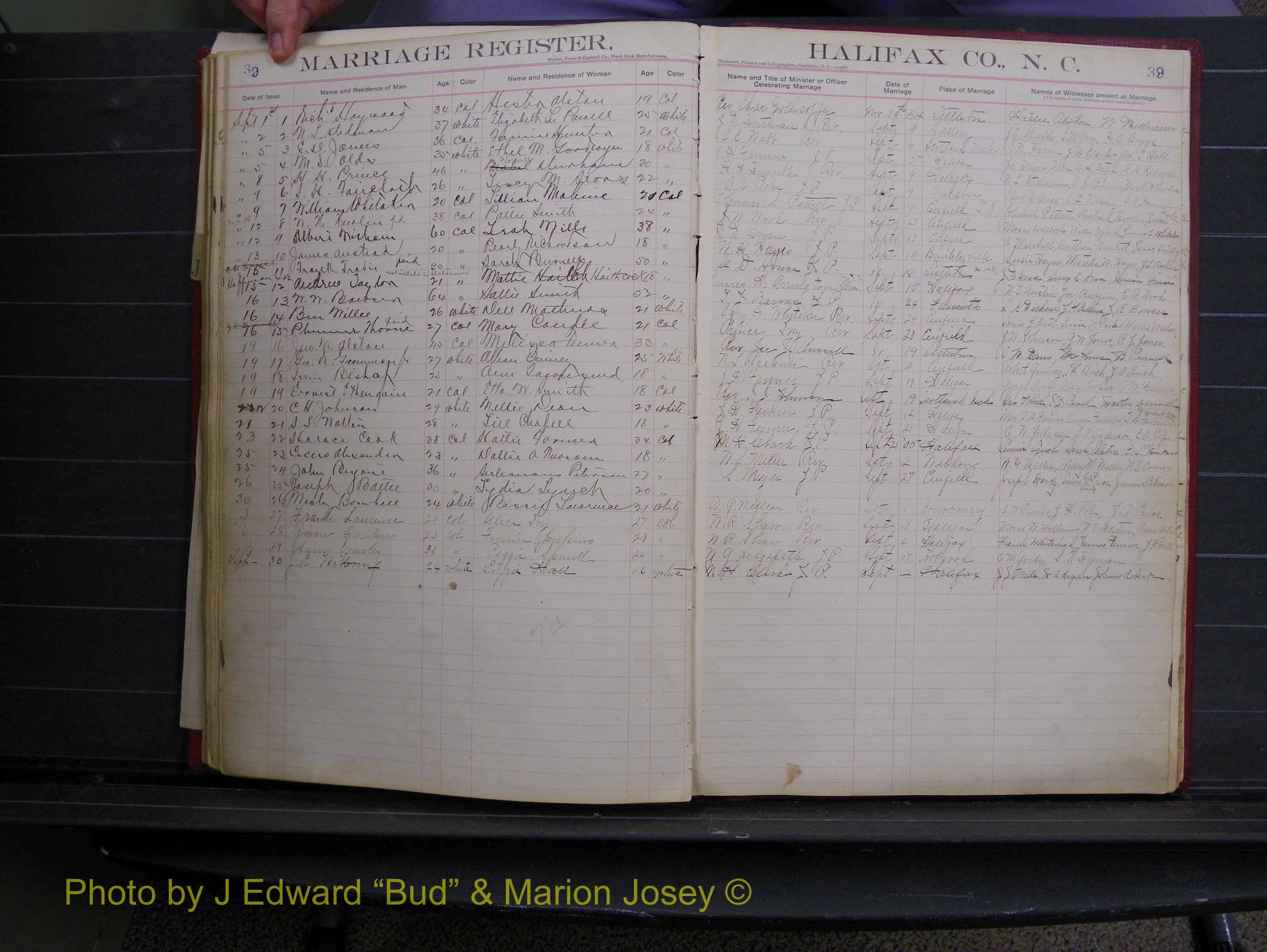 Halifax Marriage Book 6A, 1903-1909 P 39.JPG