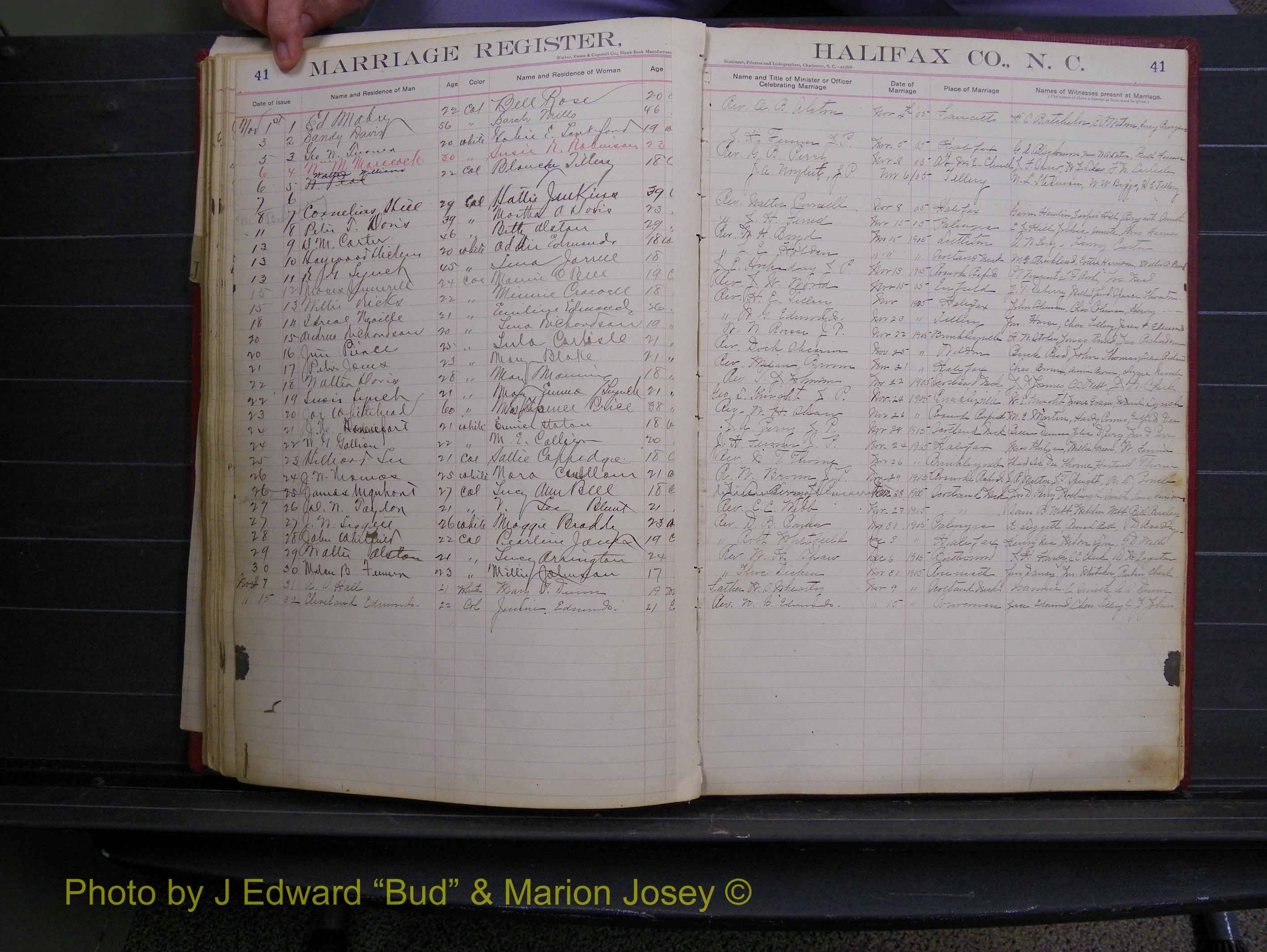 Halifax Marriage Book 6A, 1903-1909 P 41.JPG